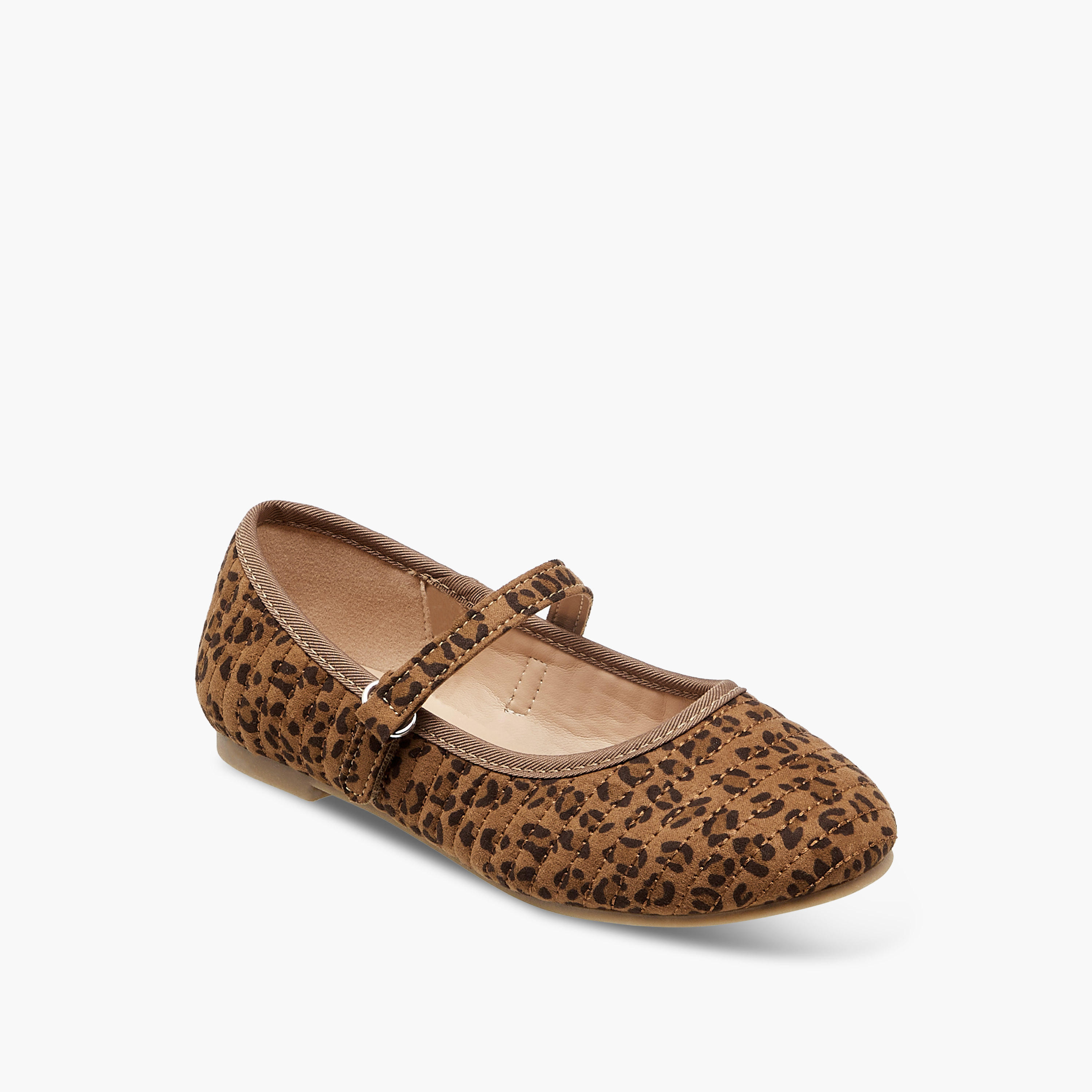 Juniors Animal Print Ballerina Shoes with Hook and Loop Closure-girls-shoes-maryjanes-image-2