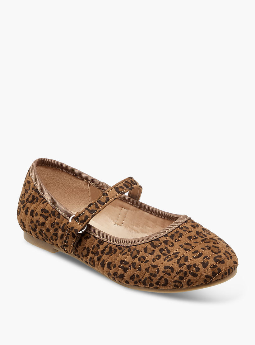 Juniors Animal Print Ballerina Shoes with Hook and Loop Closure-girls-shoes-maryjanes-image-2