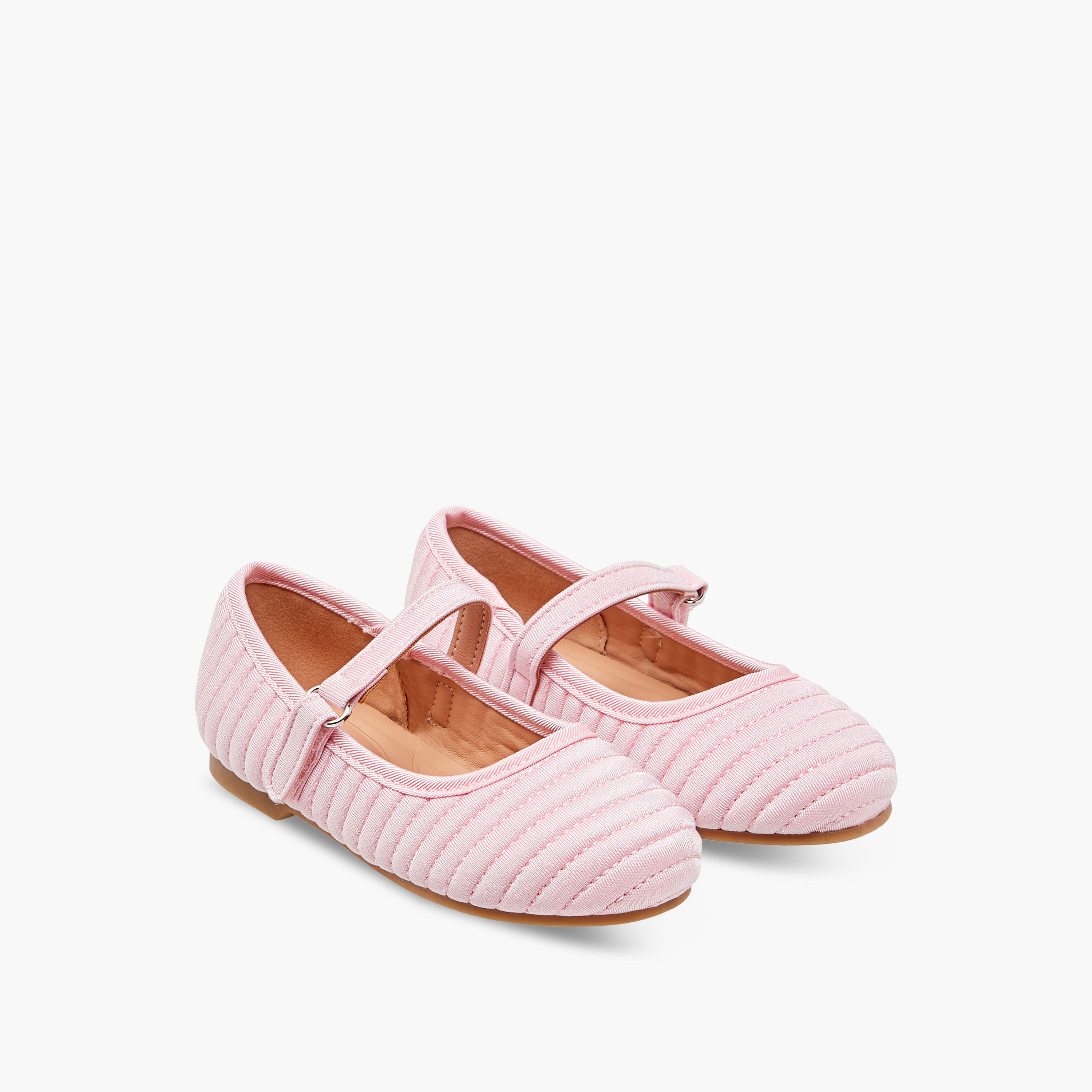 Juniors Stich Detail Ballerina Shoes with Hook and Loop Closure-girls-shoes-ballerinas-image-1