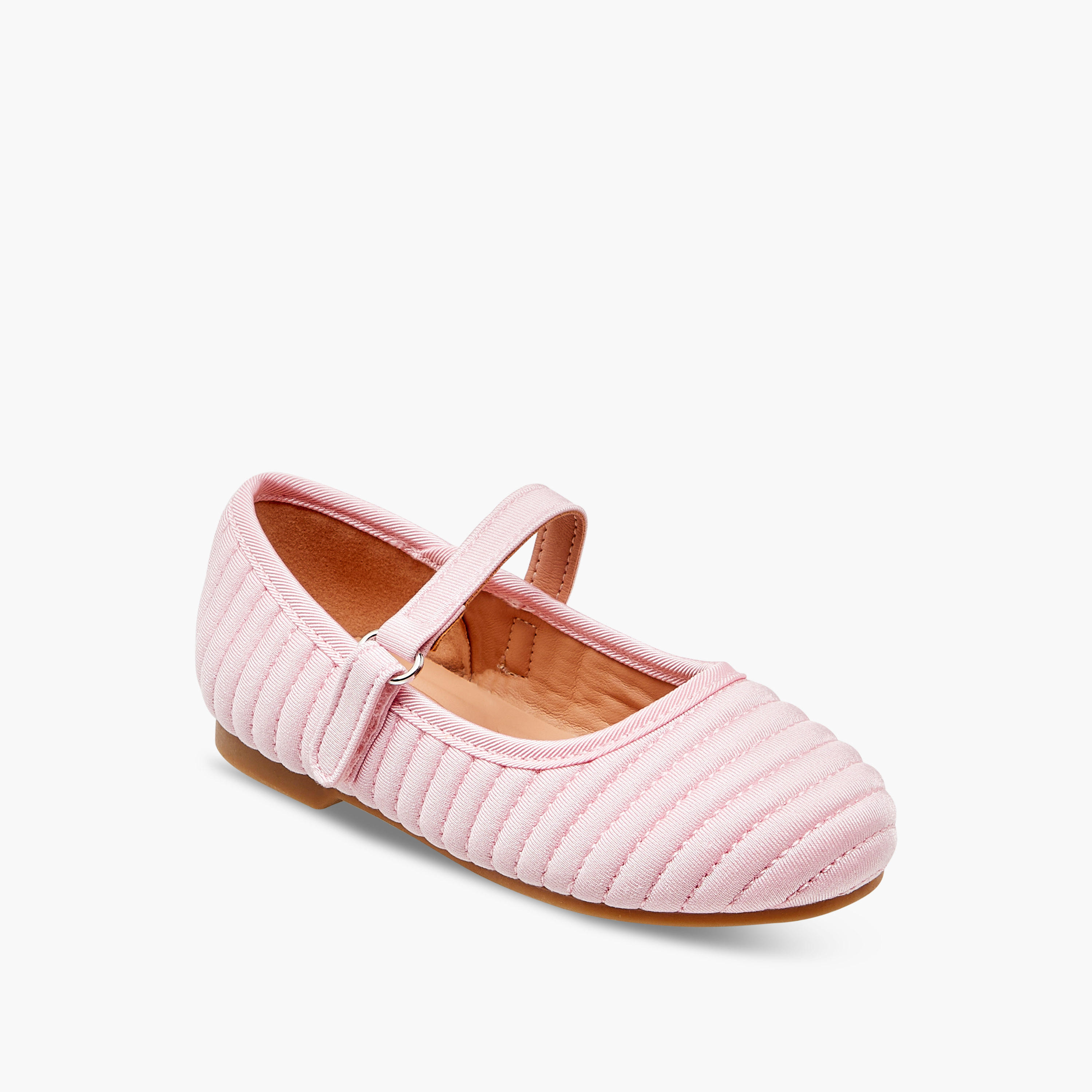 Juniors Stich Detail Ballerina Shoes with Hook and Loop Closure-girls-shoes-ballerinas-image-2