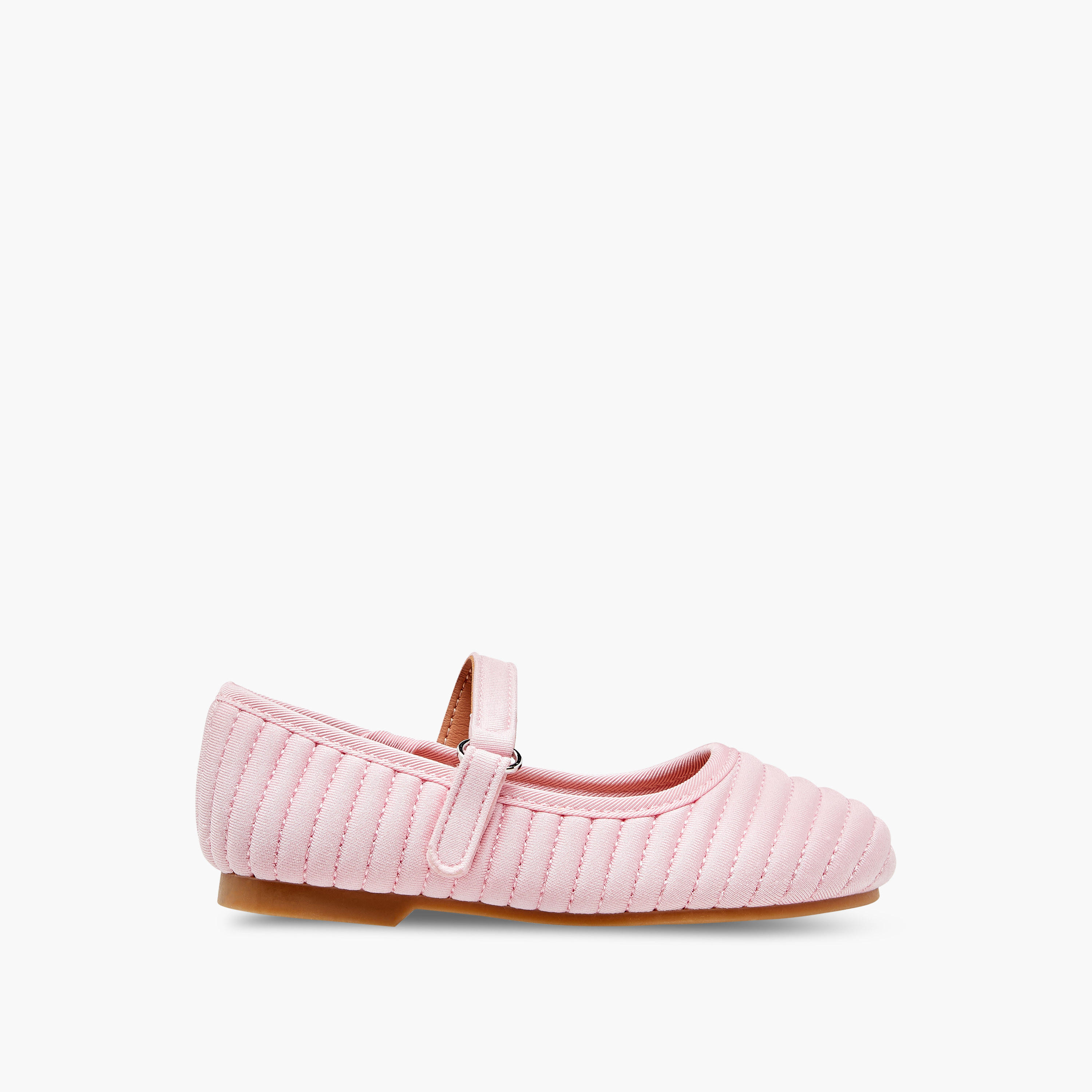 Juniors Stich Detail Ballerina Shoes with Hook and Loop Closure-girls-shoes-ballerinas-image-3