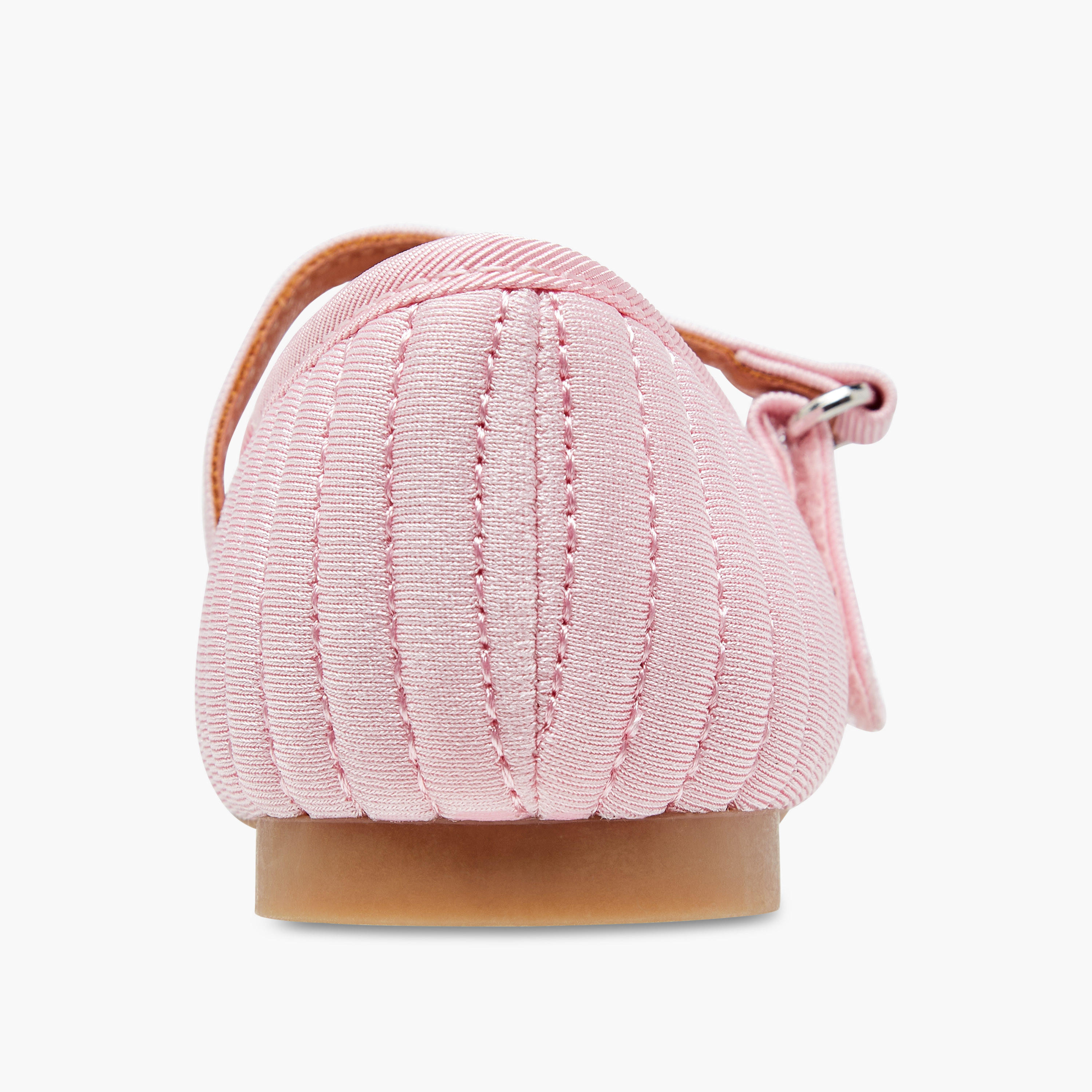 Juniors Stich Detail Ballerina Shoes with Hook and Loop Closure-girls-shoes-ballerinas-image-5