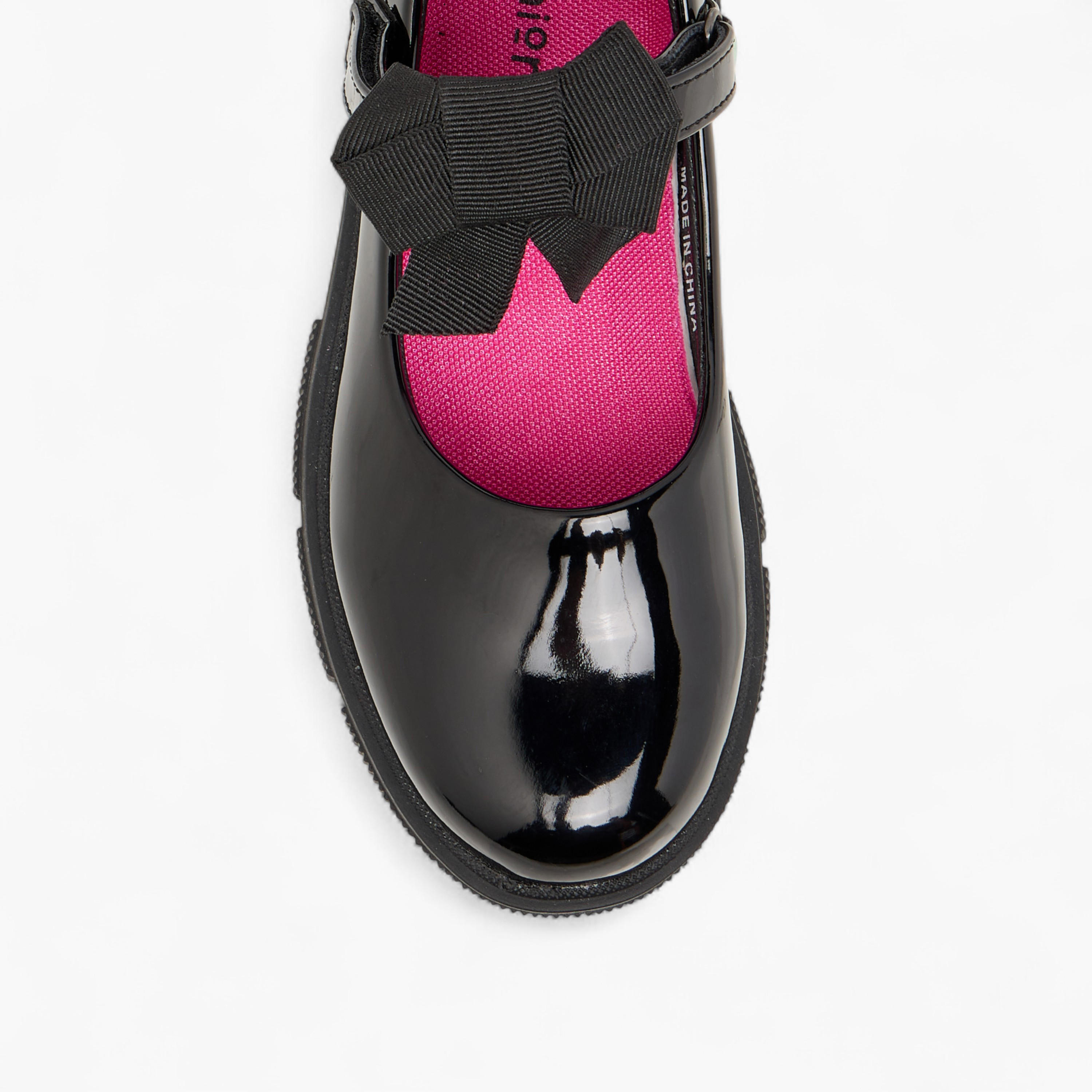 حذاء ماري جين مدرسي بتزيينات فيونكة مع شريط إغلاق من جونيورز-girls-shoes-schoolshoes-image-4