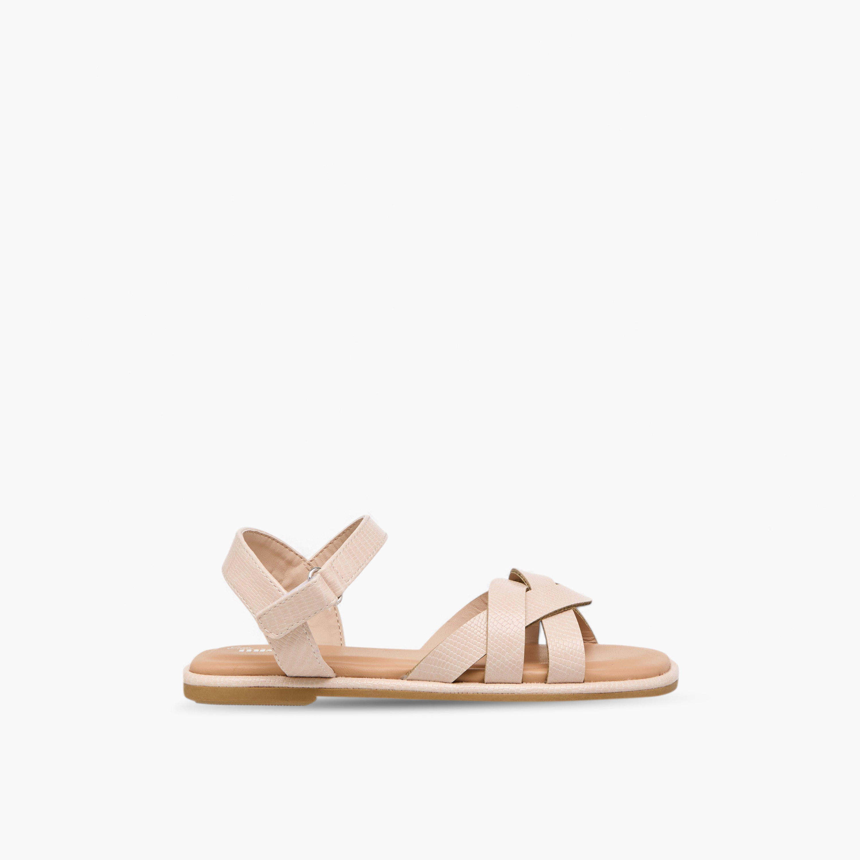 Little Missy Strap Detail Sandals with Hook and Loop Closure-girls-shoes-sandals-image-2