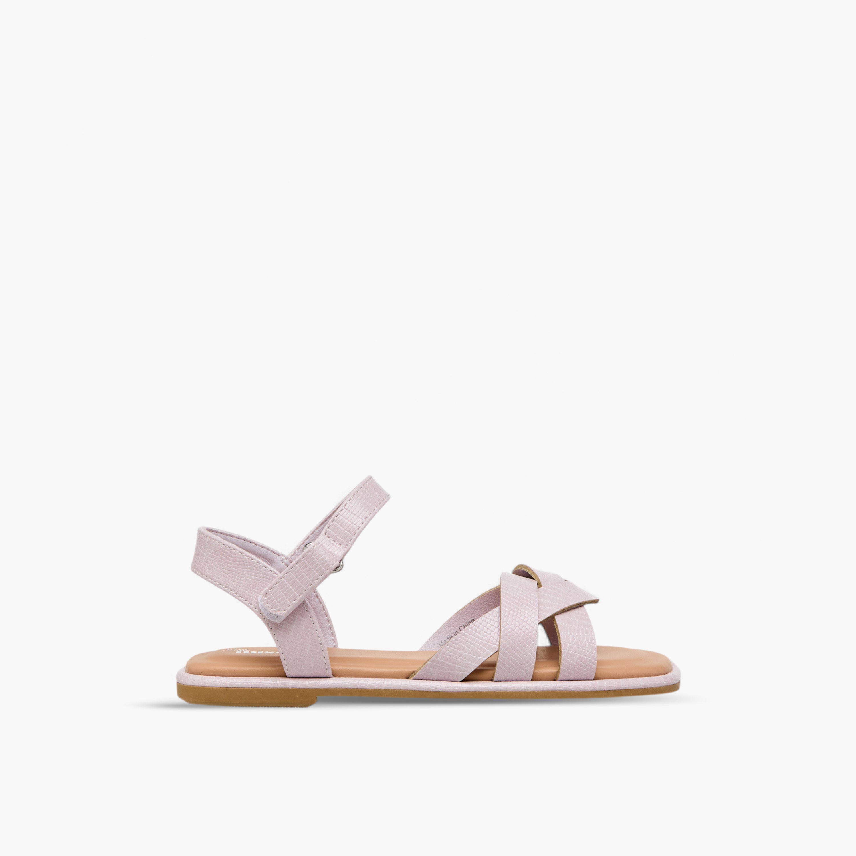 Little Missy Strap Detail Sandals with Hook and Loop Closure-girls-shoes-sandals-image-2