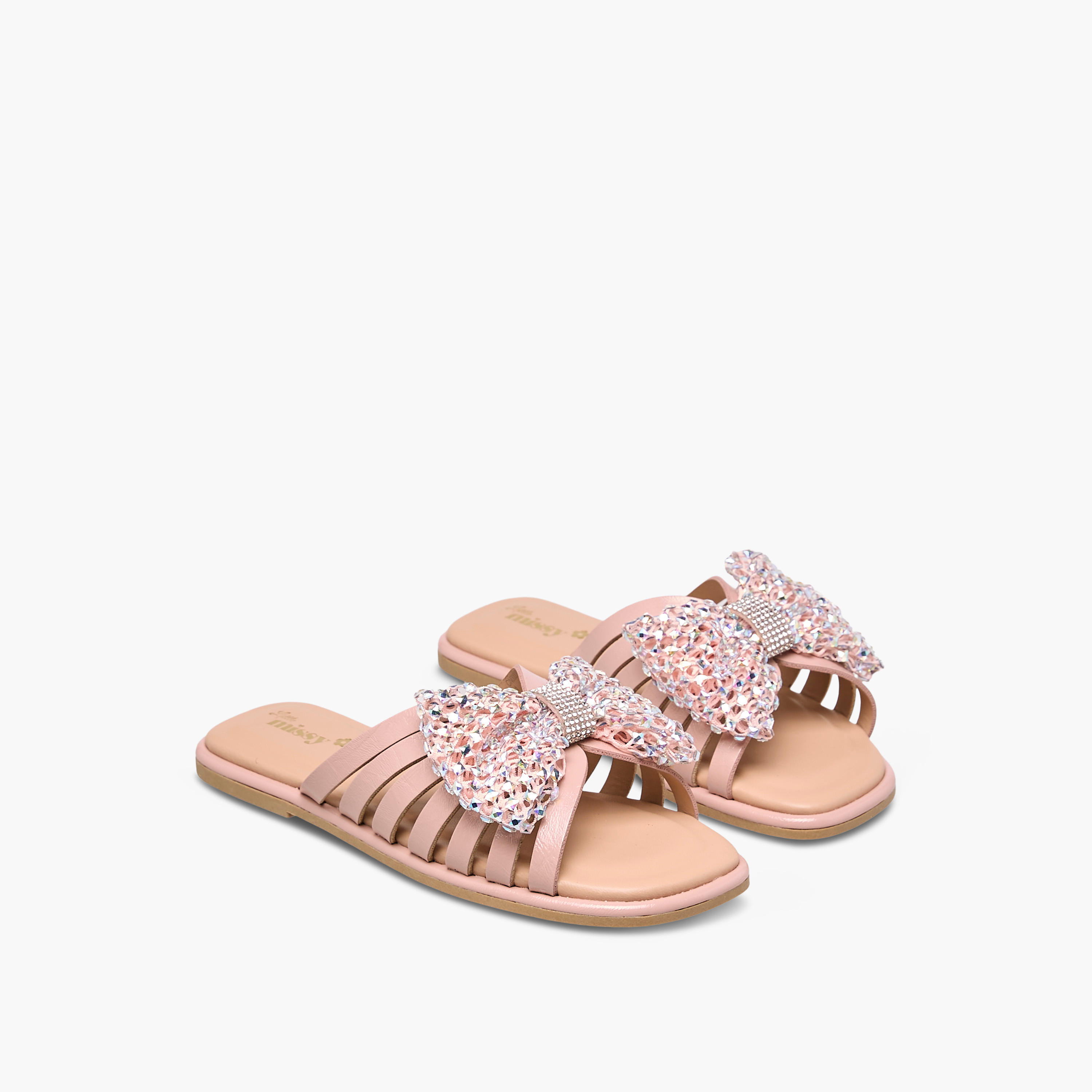 Little Missy Embellished Bow Accent Slip-On Flat Sandals-girls-shoes-sandals-image-1