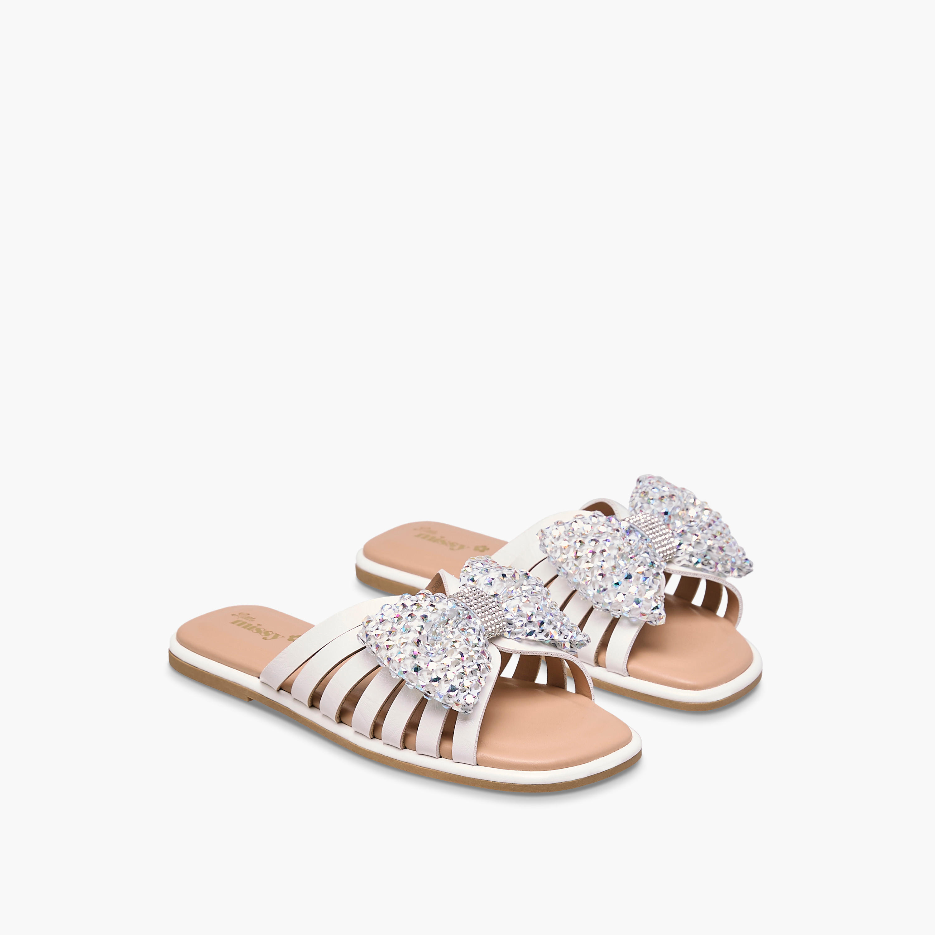 Little Missy Embellished Bow Accent Slip-On Flat Sandals-girls-shoes-sandals-image-1
