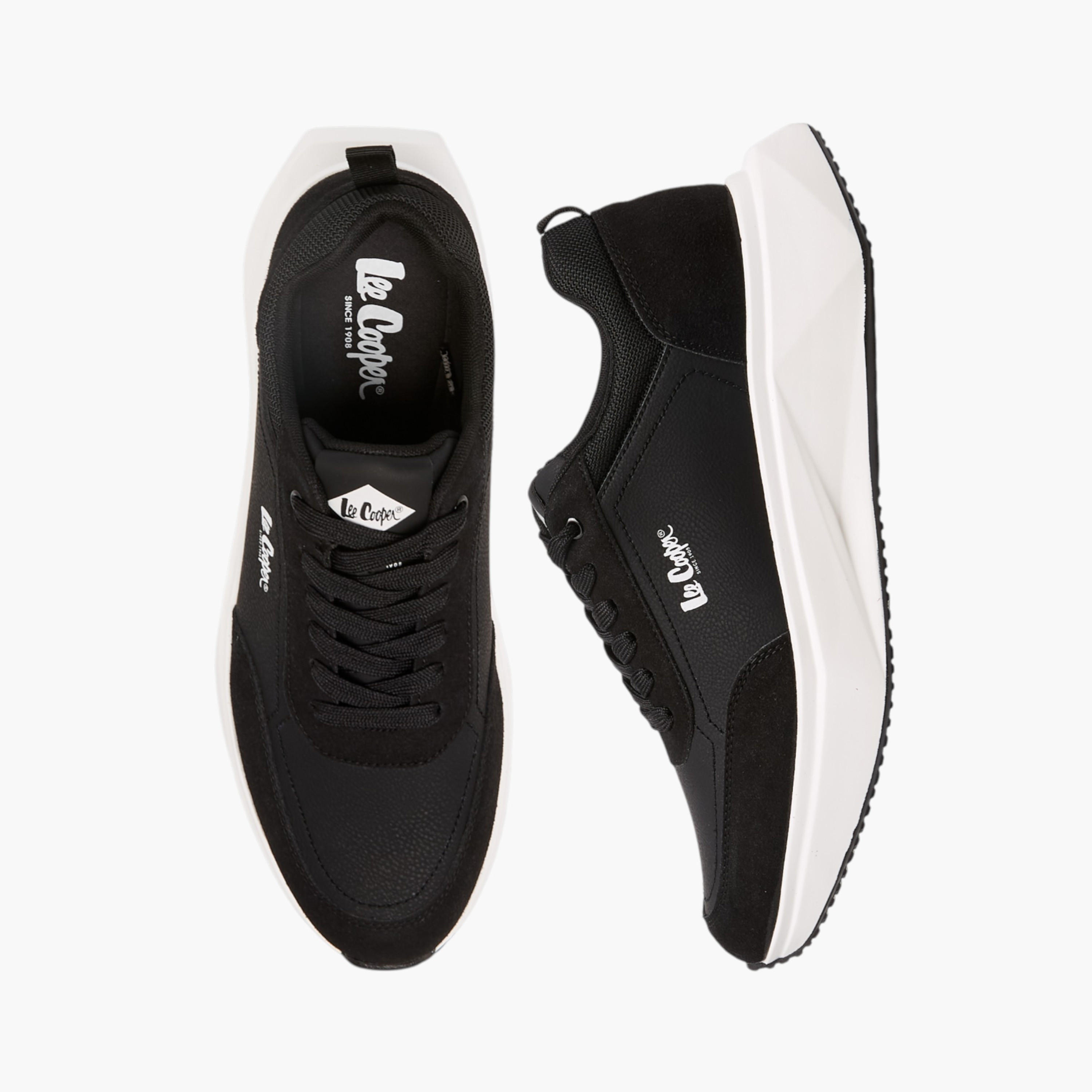 Lee Cooper Men's Panelled Lace-Up Sneakers with Pull Tabs-men-shoes-sneakers-image-1