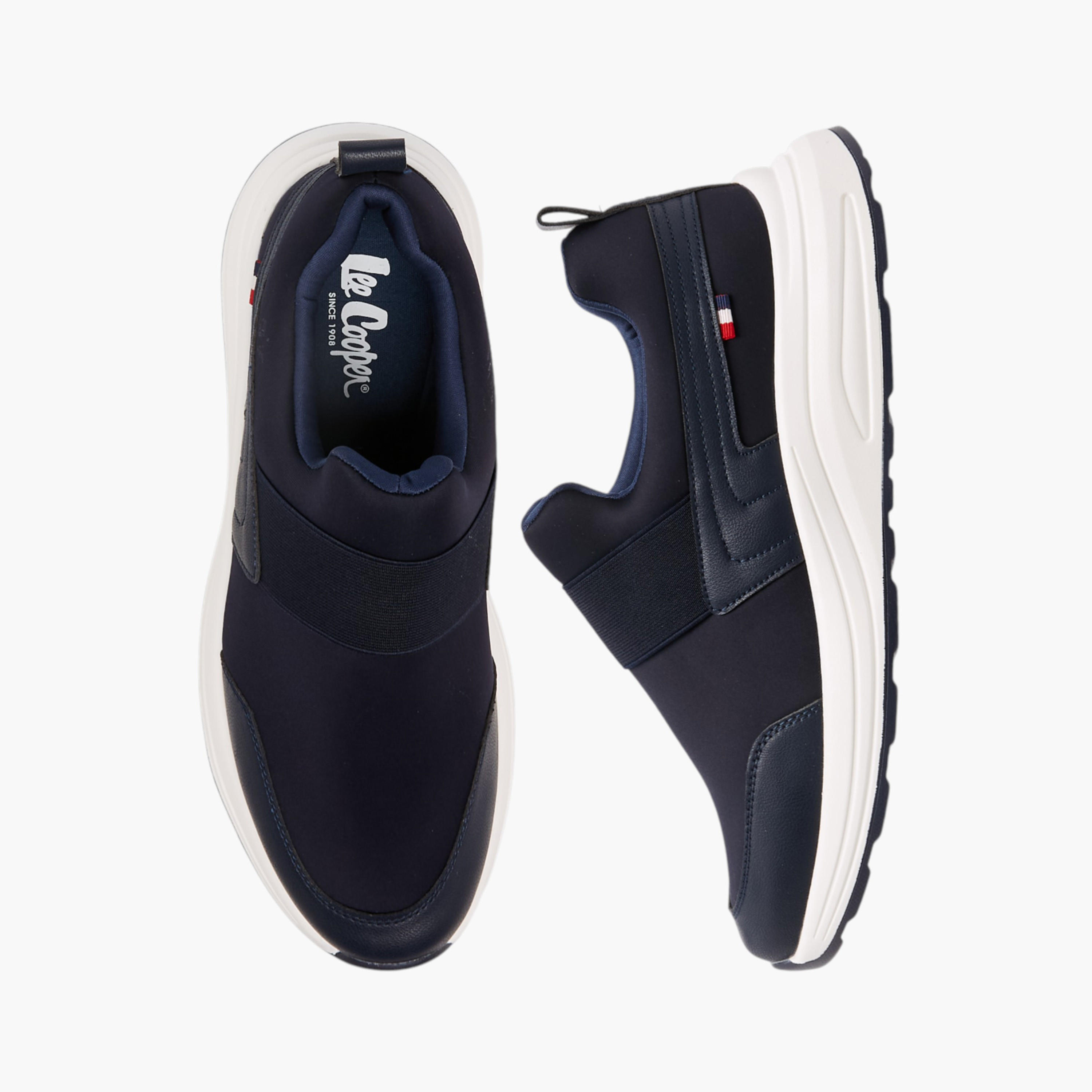 Lee Cooper Men's Solid Slip-On Sneakers with Pull Tabs-men-shoes-sneakers-image-1