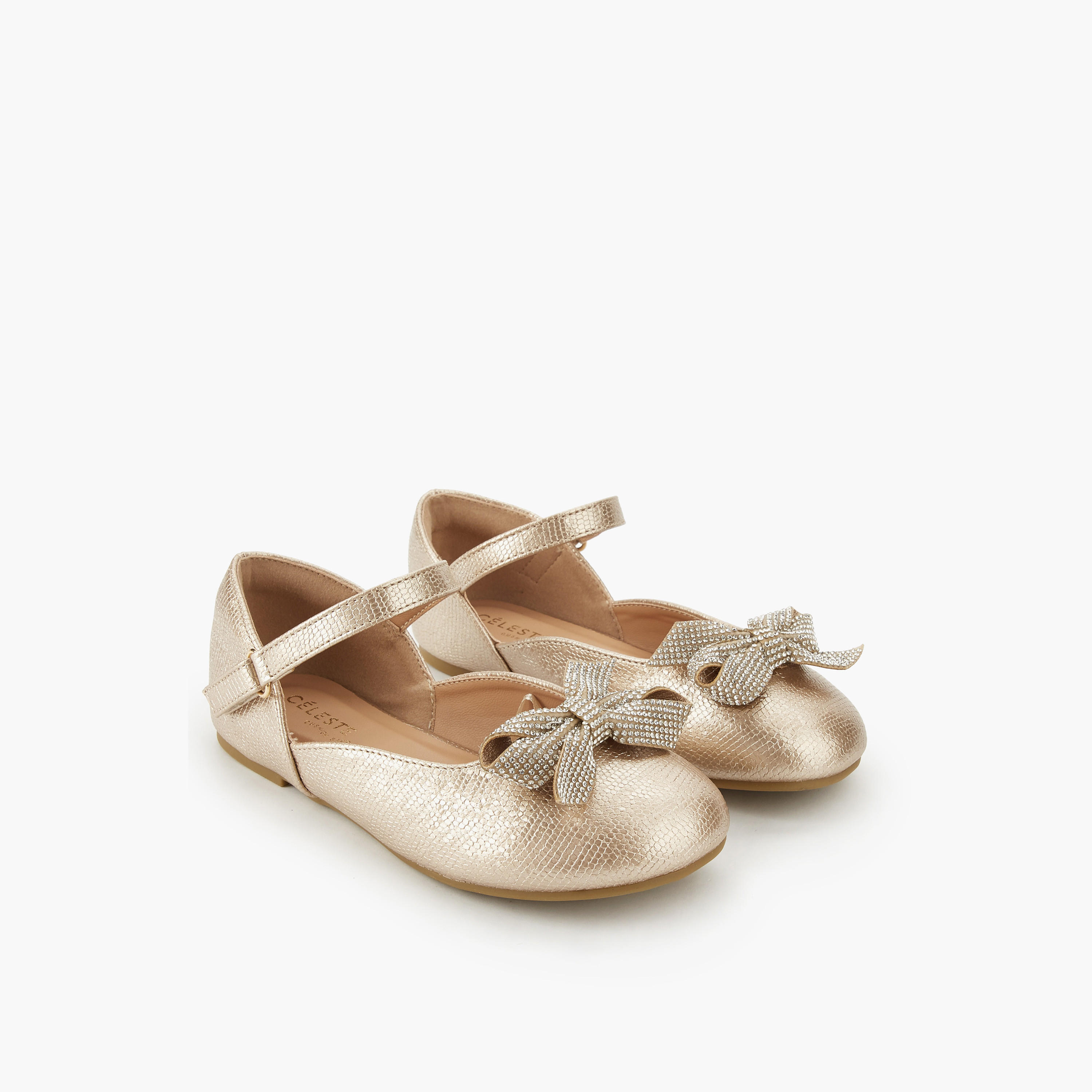 Celeste Girls Embellished Bow Ballerina Shoes-girls-shoes-ballerinas-image-1
