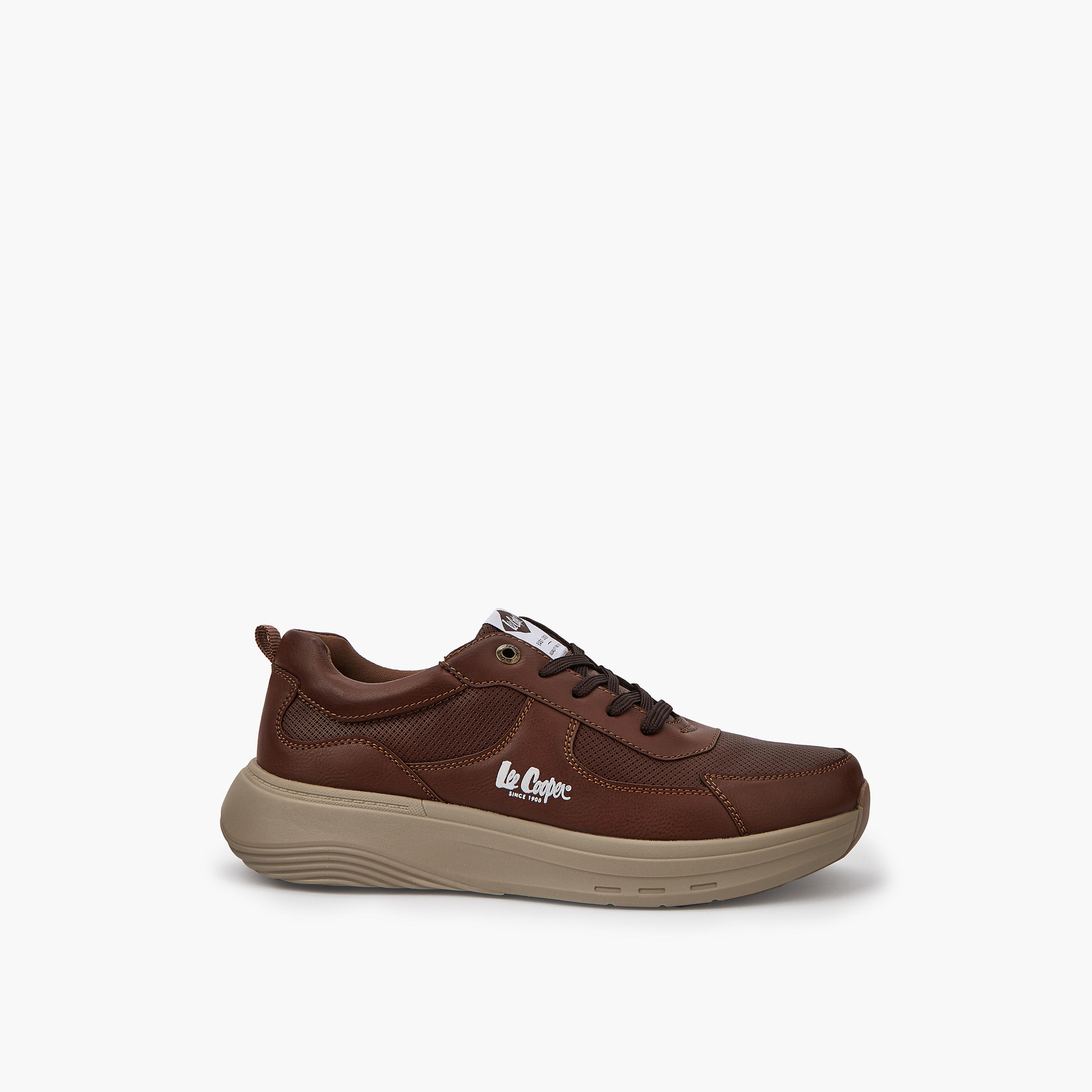 Lee Cooper Men's Solid Lace-Up Ortholite Sneakers with Pull Tabs-men-shoes-sneakers-image-2