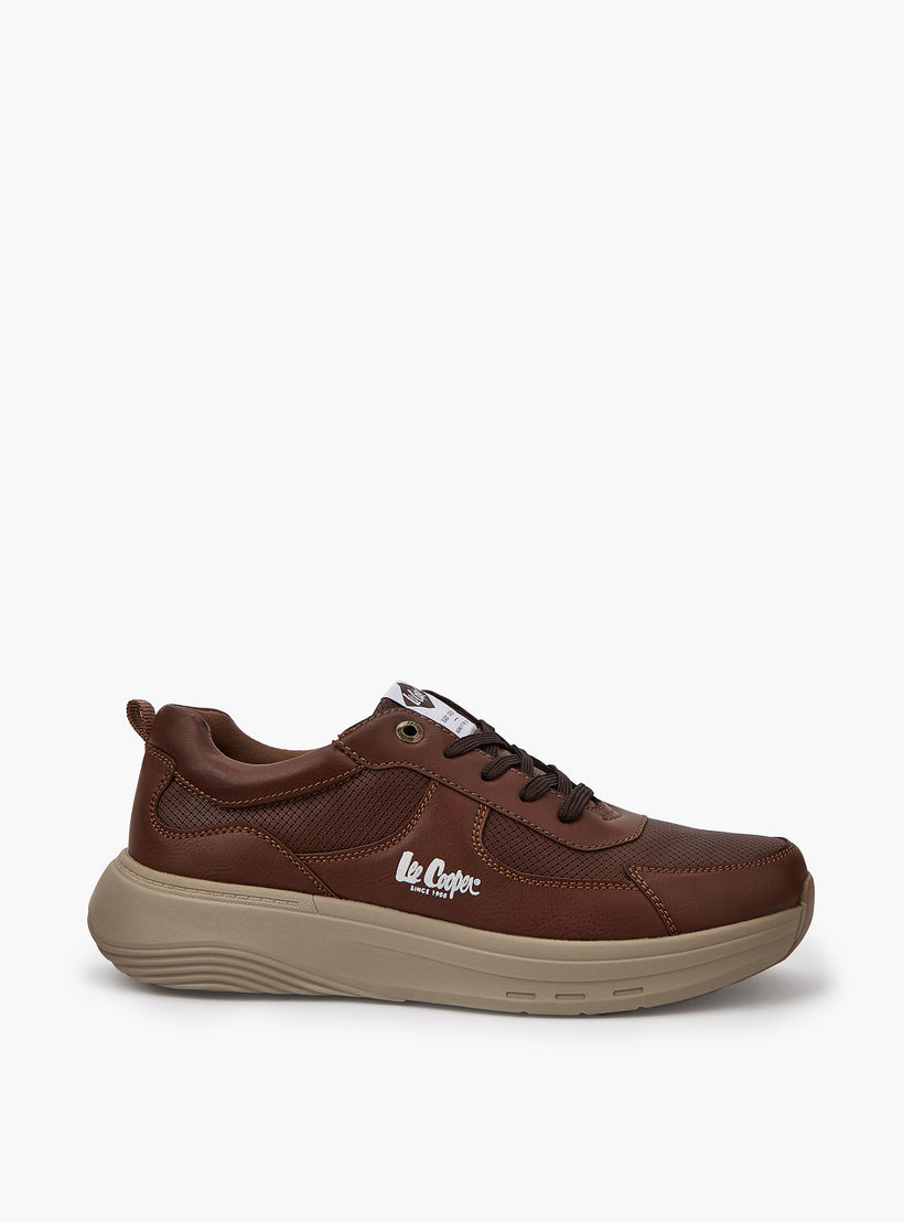Lee Cooper Men's Solid Lace-Up Ortholite Sneakers with Pull Tabs-men-shoes-sneakers-image-2