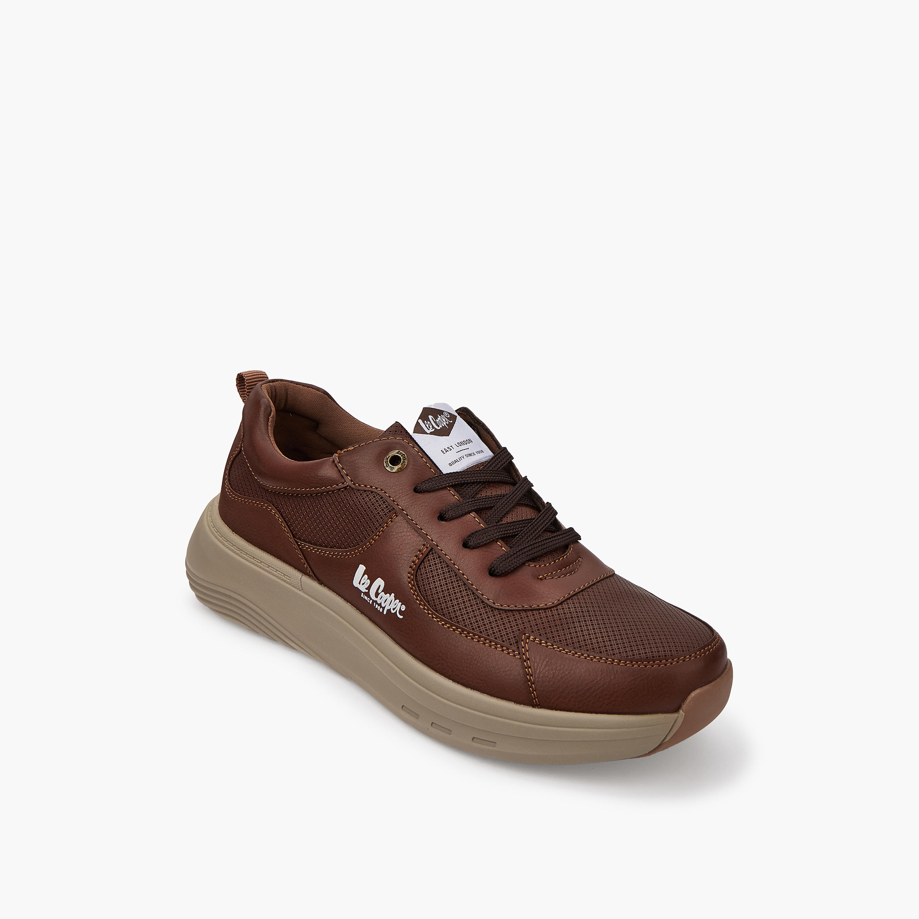 Lee Cooper Men's Solid Lace-Up Ortholite Sneakers with Pull Tabs-men-shoes-sneakers-image-3