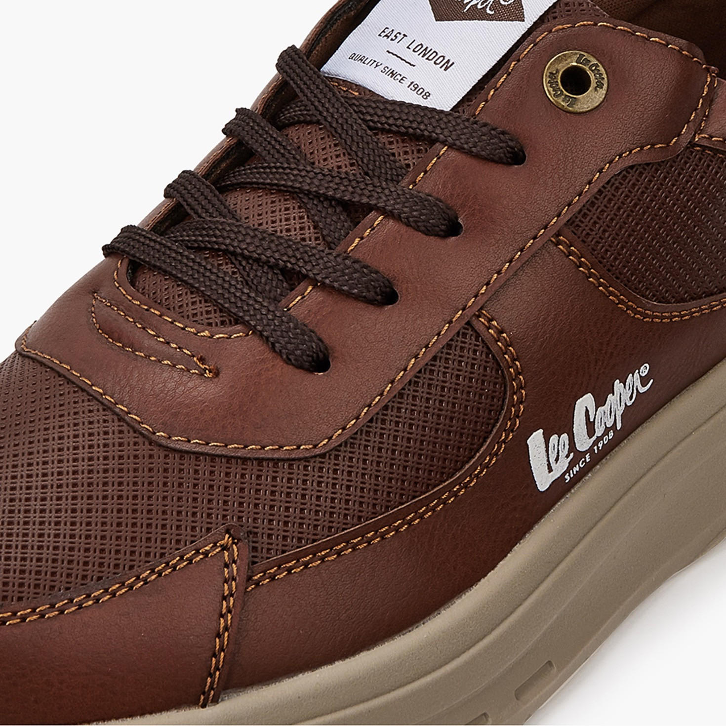 Lee Cooper Men's Solid Lace-Up Ortholite Sneakers with Pull Tabs-men-shoes-sneakers-image-5