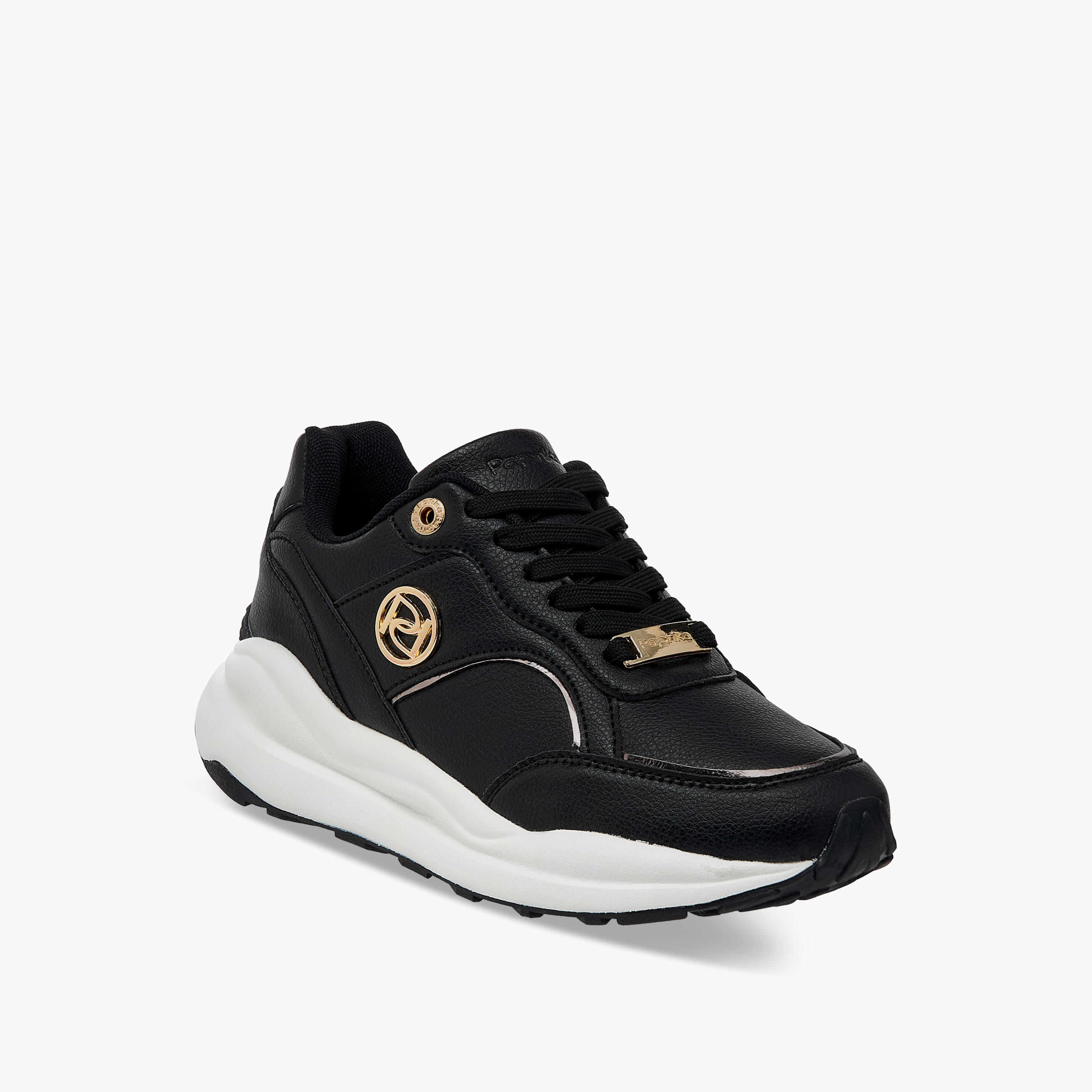 Paprika Panelled Sneakers with Metal Accent and Lace-Up Closure-women-shoes-sneakers-image-2