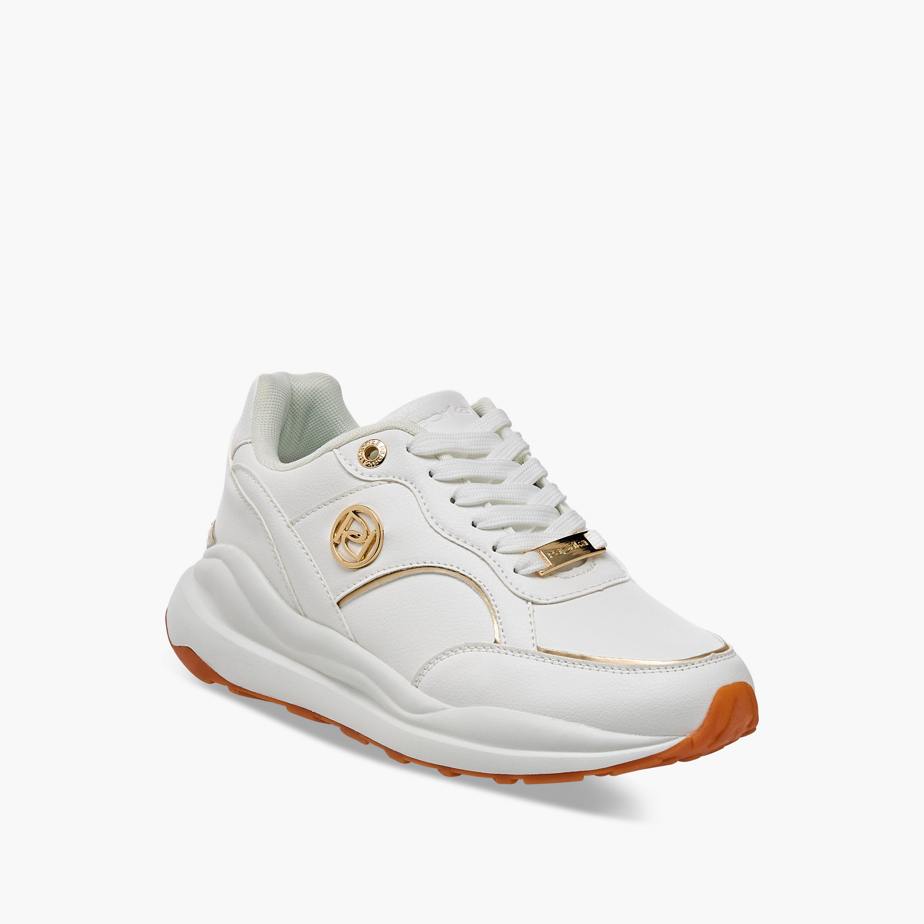 Paprika Panelled Sneakers with Metal Accent and Lace-Up Closure-women-shoes-sneakers-image-2