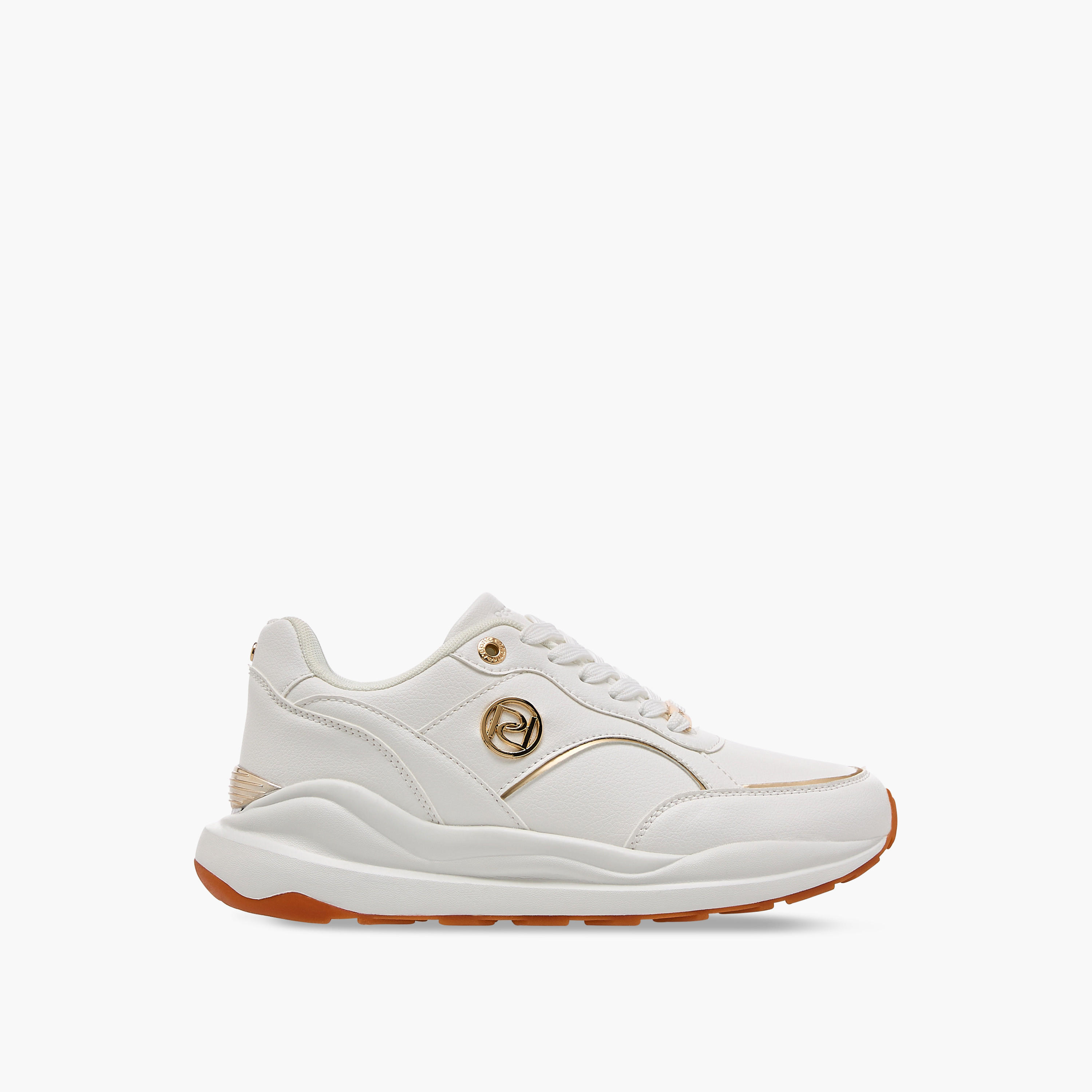 Paprika Panelled Sneakers with Metal Accent and Lace-Up Closure-women-shoes-sneakers-image-3