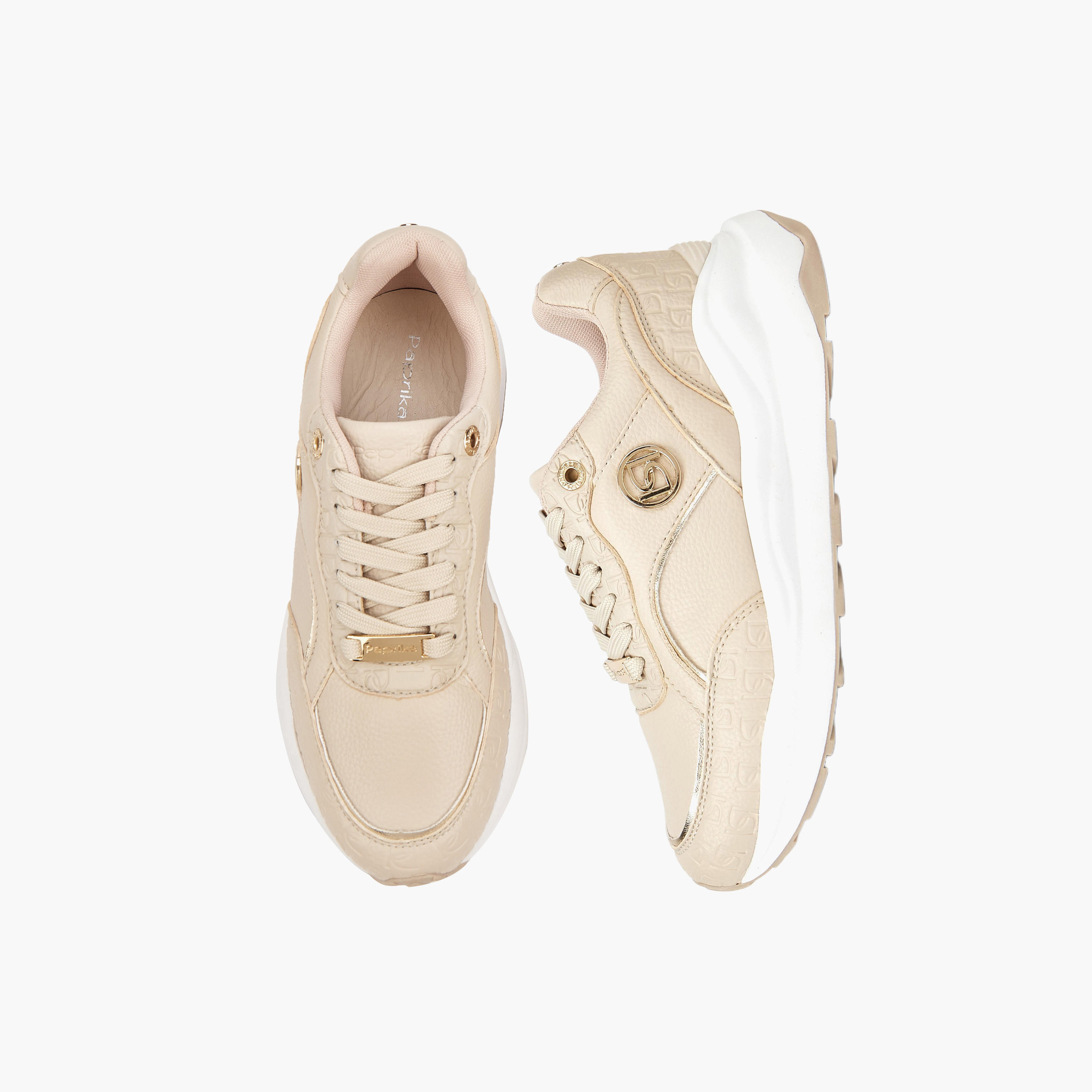 Paprika Textured Lace-Up Sneakers-women-shoes-sneakers-image-1