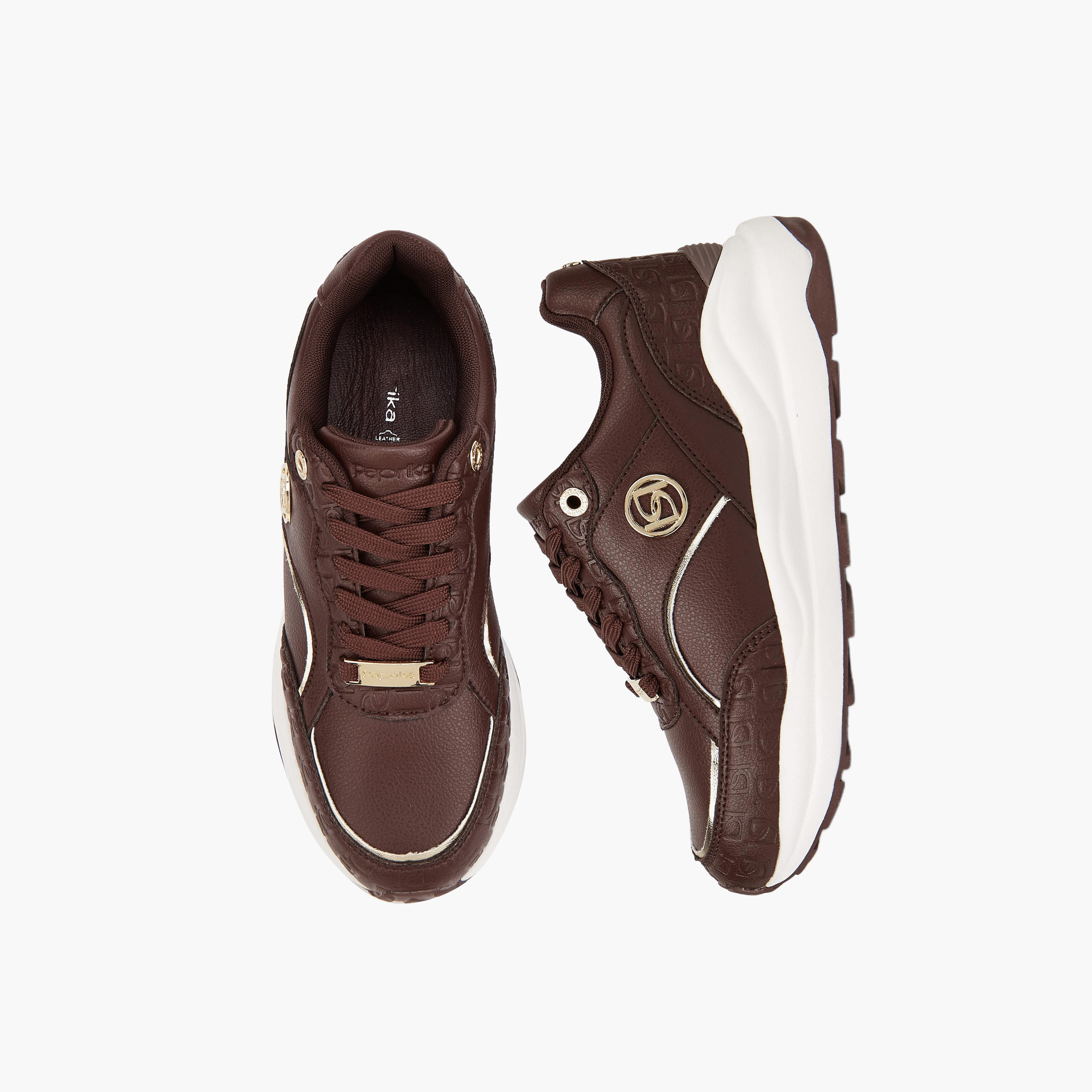 Paprika Textured Lace-Up Sneakers-women-shoes-sneakers-image-1