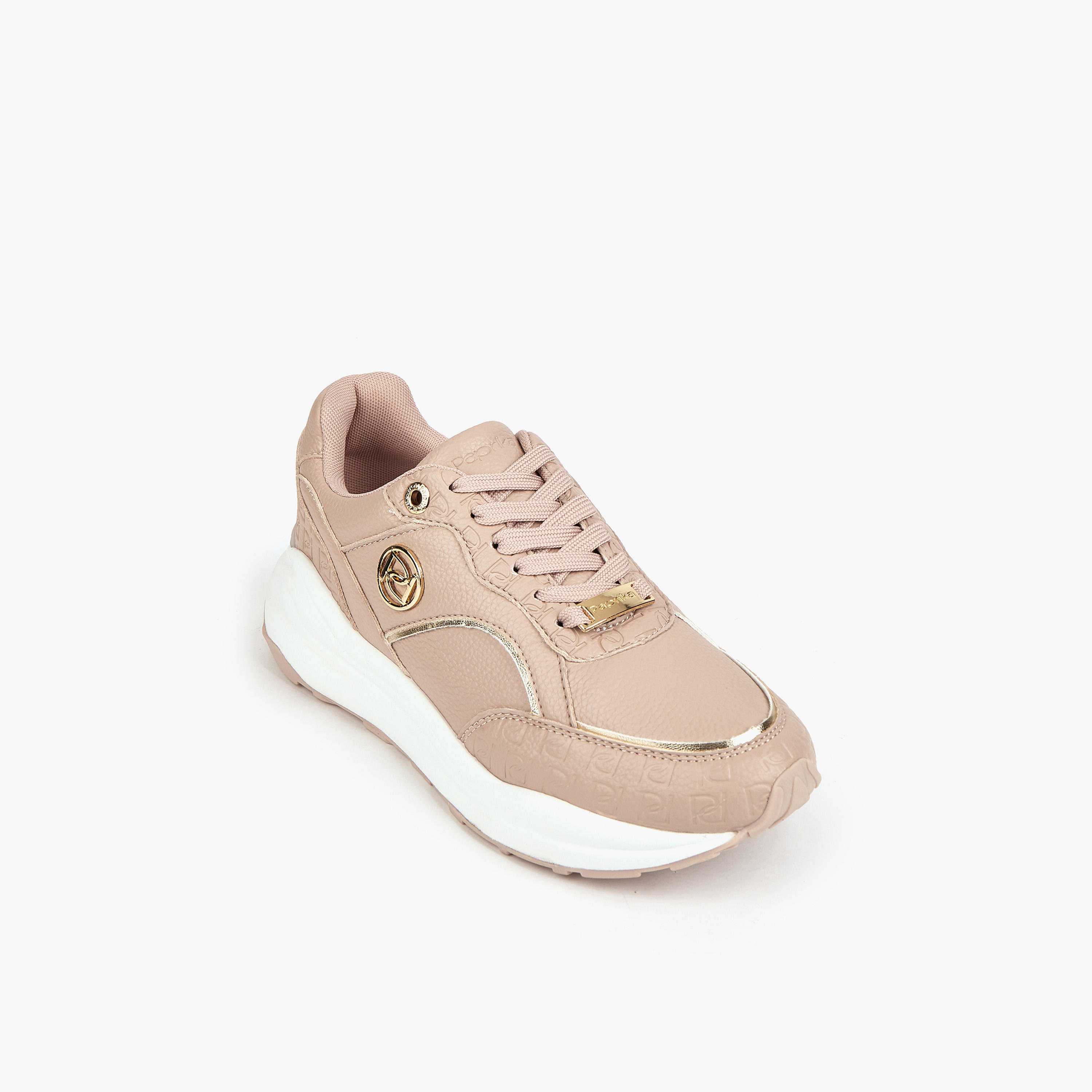 Paprika Textured Lace-Up Sneakers-women-shoes-sneakers-image-3