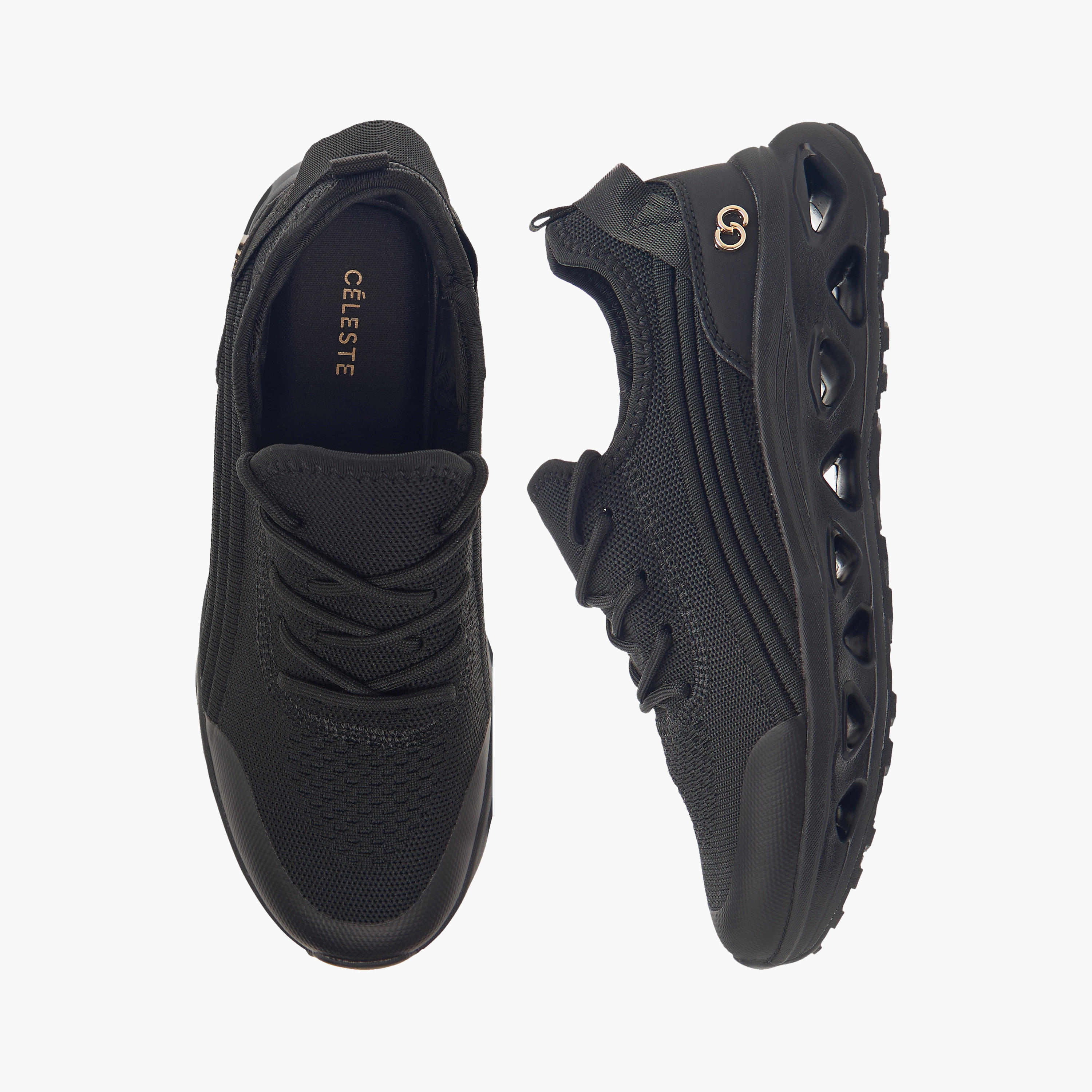 Celeste Women's Mesh Textured Sneakers with Lace-Up Closure-women-shoes-sneakers-image-1