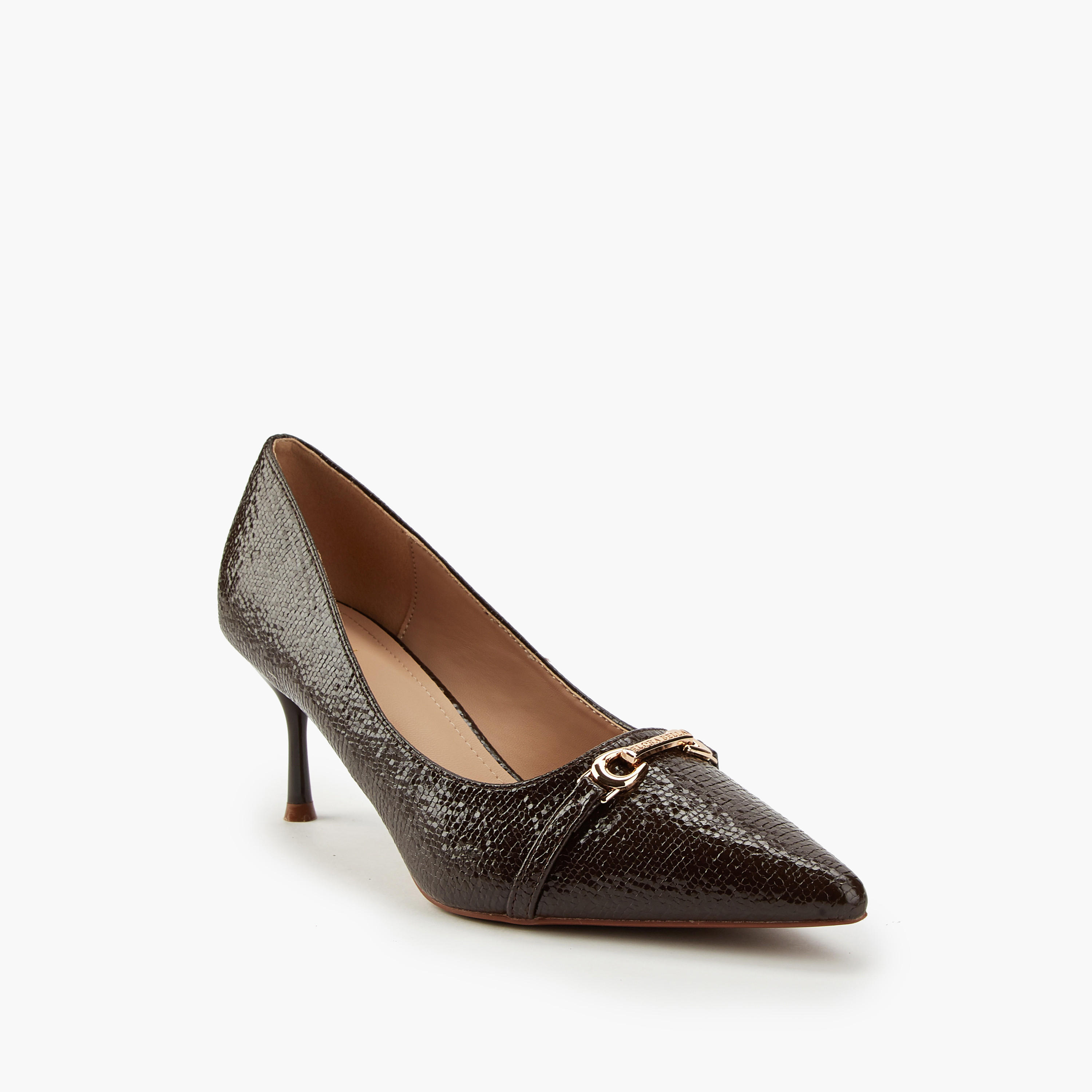 Flora Bella Textured Slip-On Pumps with Stiletto Heels-women-shoes-heels-image-3