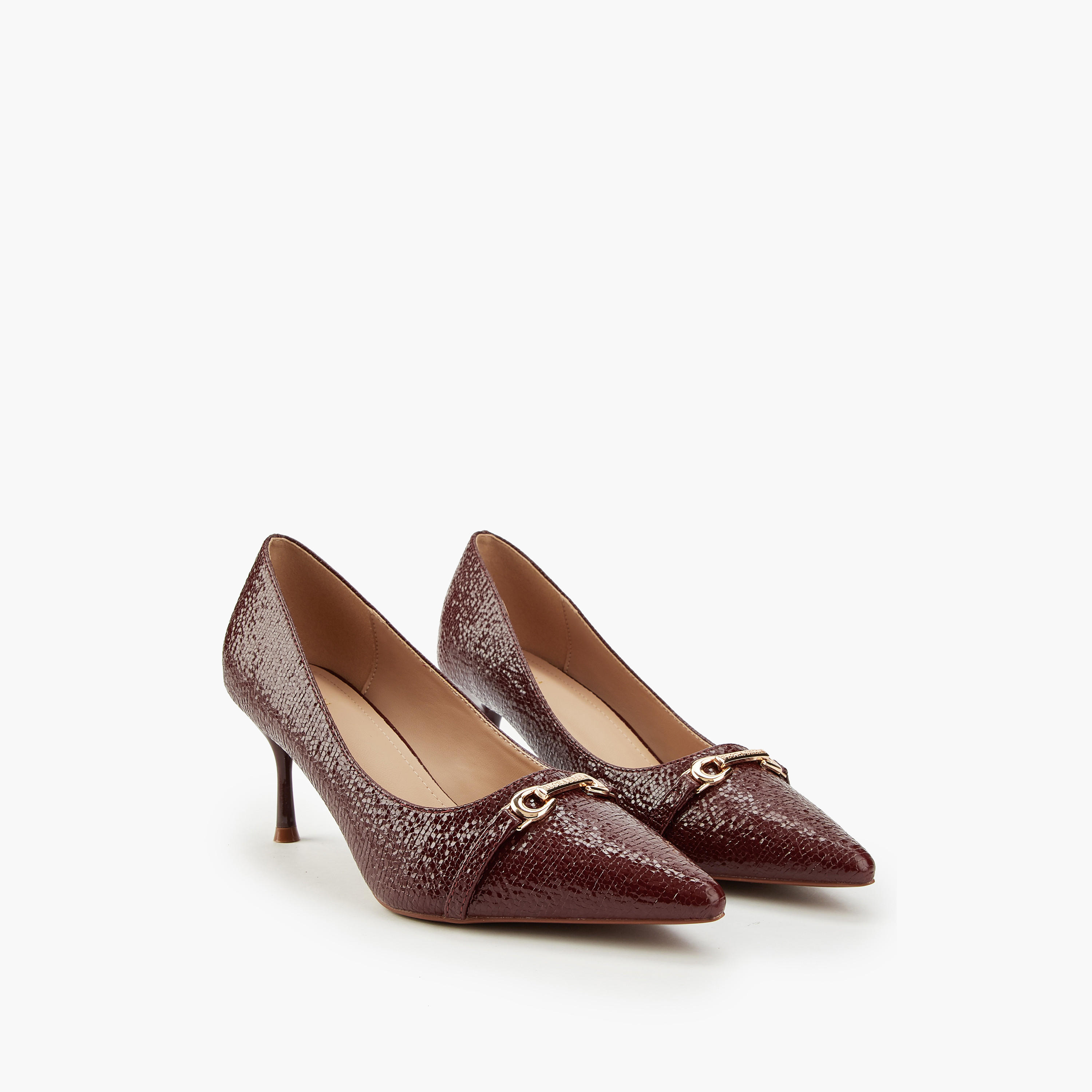 Flora Bella Textured Slip-On Pumps with Stiletto Heels-women-shoes-heels-image-1