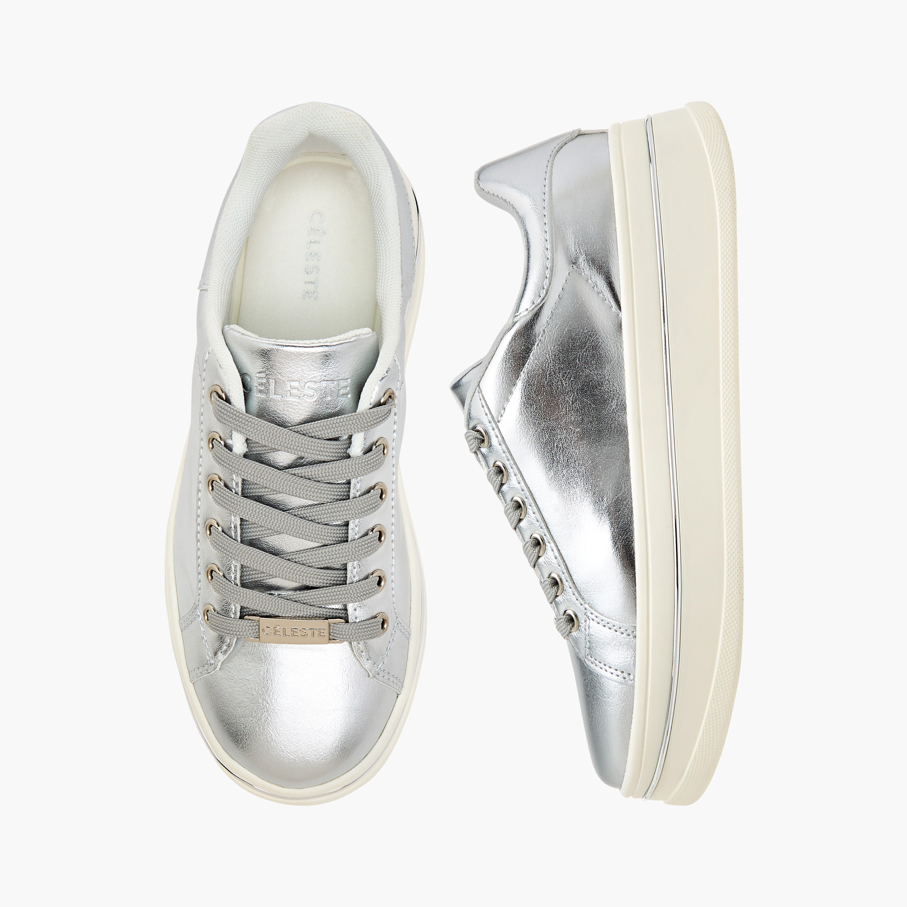 Celeste Women's Metallic Ankle Sneakers with Lace-Up Closure-women-shoes-sneakers-image-1