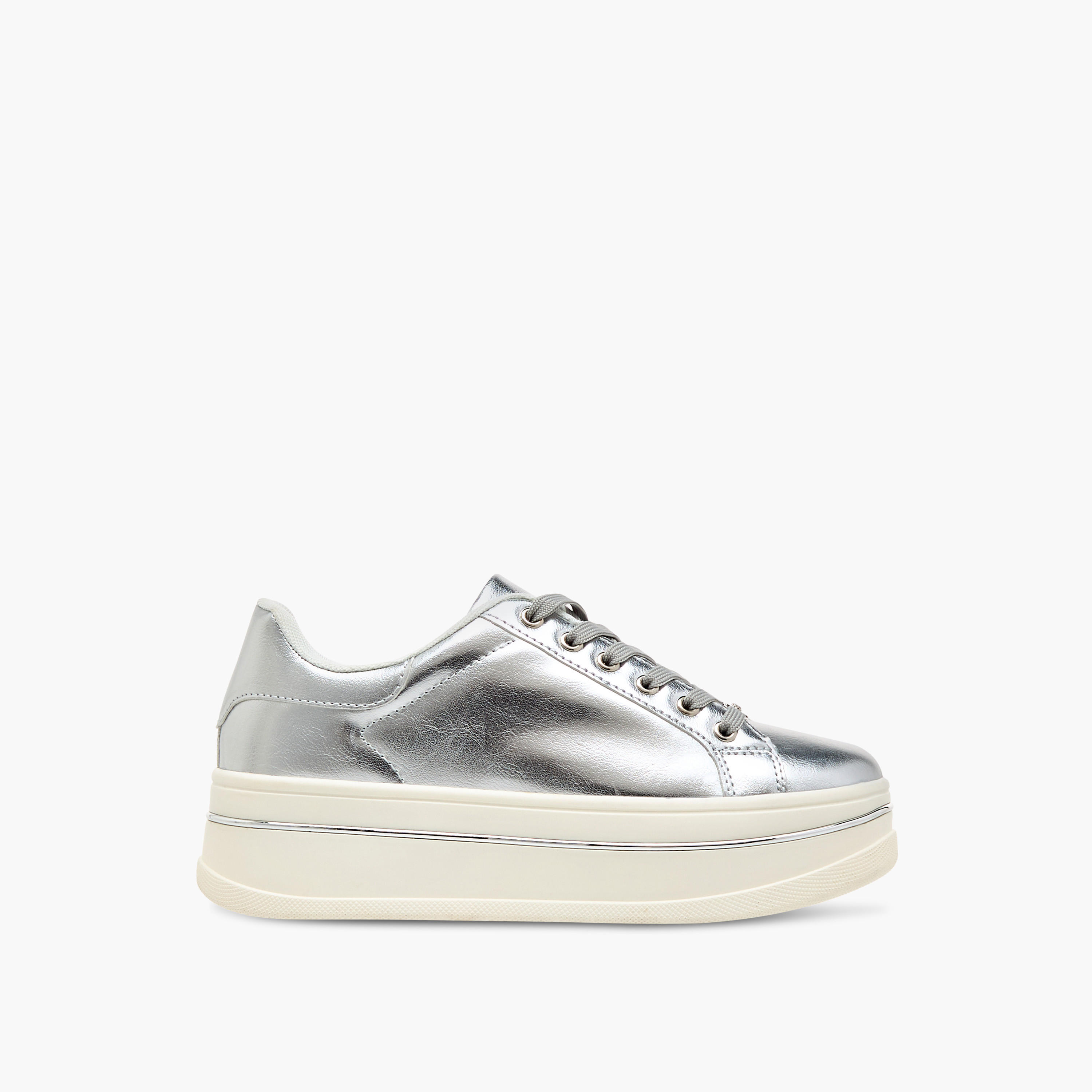 Celeste Women's Metallic Ankle Sneakers with Lace-Up Closure-women-shoes-sneakers-image-3
