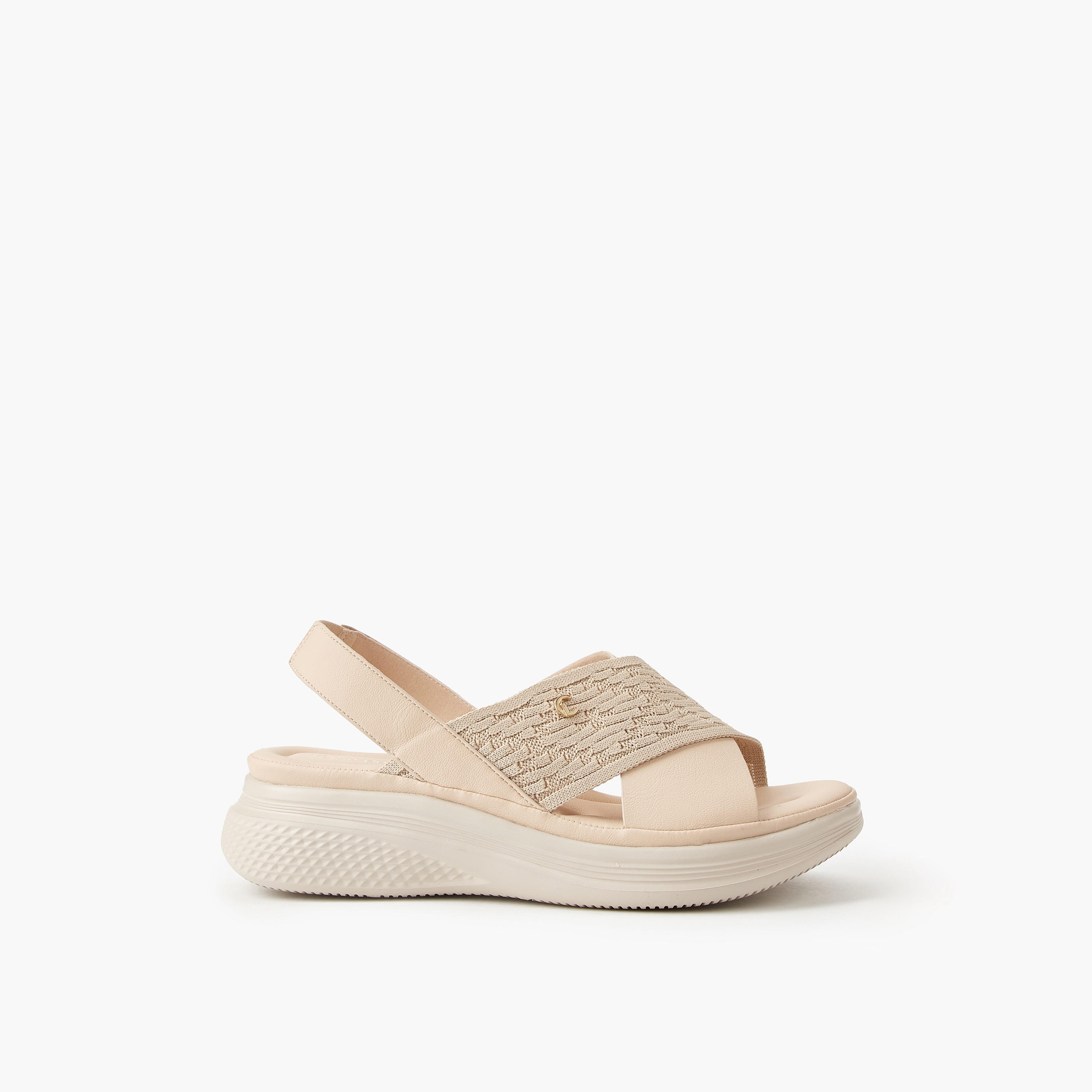 Le Confort Women Knit Textured Cross Strap Sandals-women-shoes-sandals-heeled-image-2