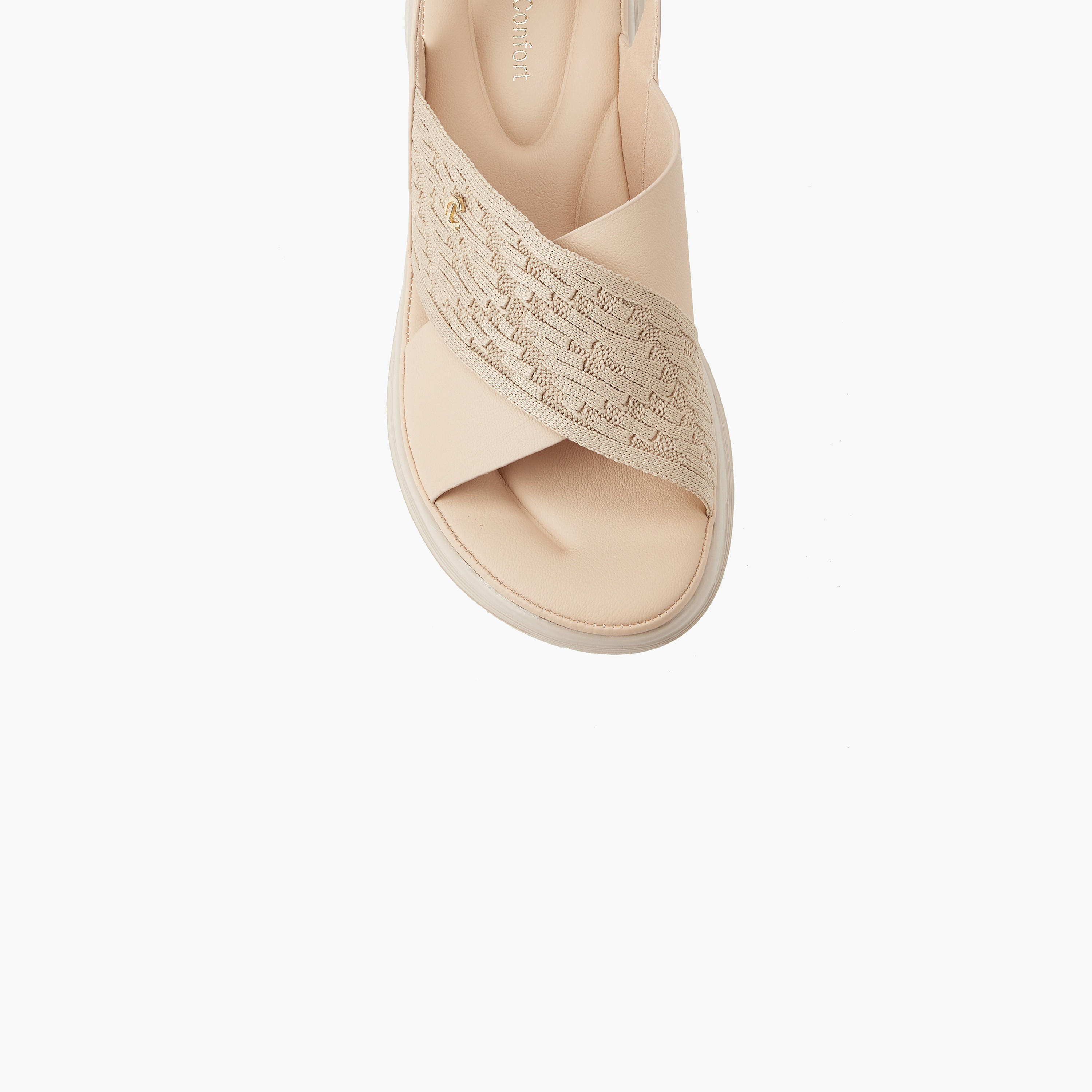 Le Confort Women Knit Textured Cross Strap Sandals-women-shoes-sandals-heeled-image-4