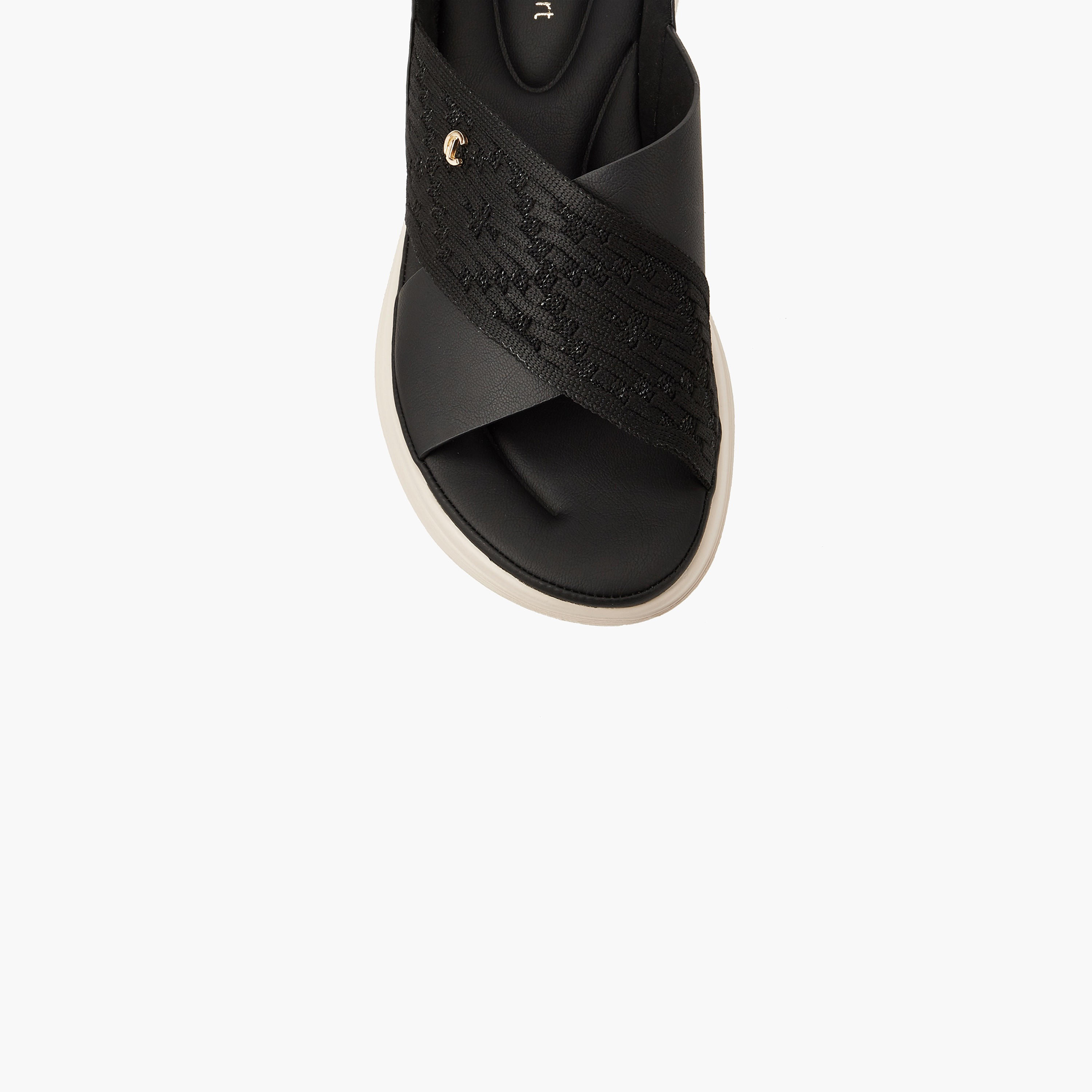 Le Confort Women Knit Textured Cross Strap Sandals-women-shoes-sandals-heeled-image-4