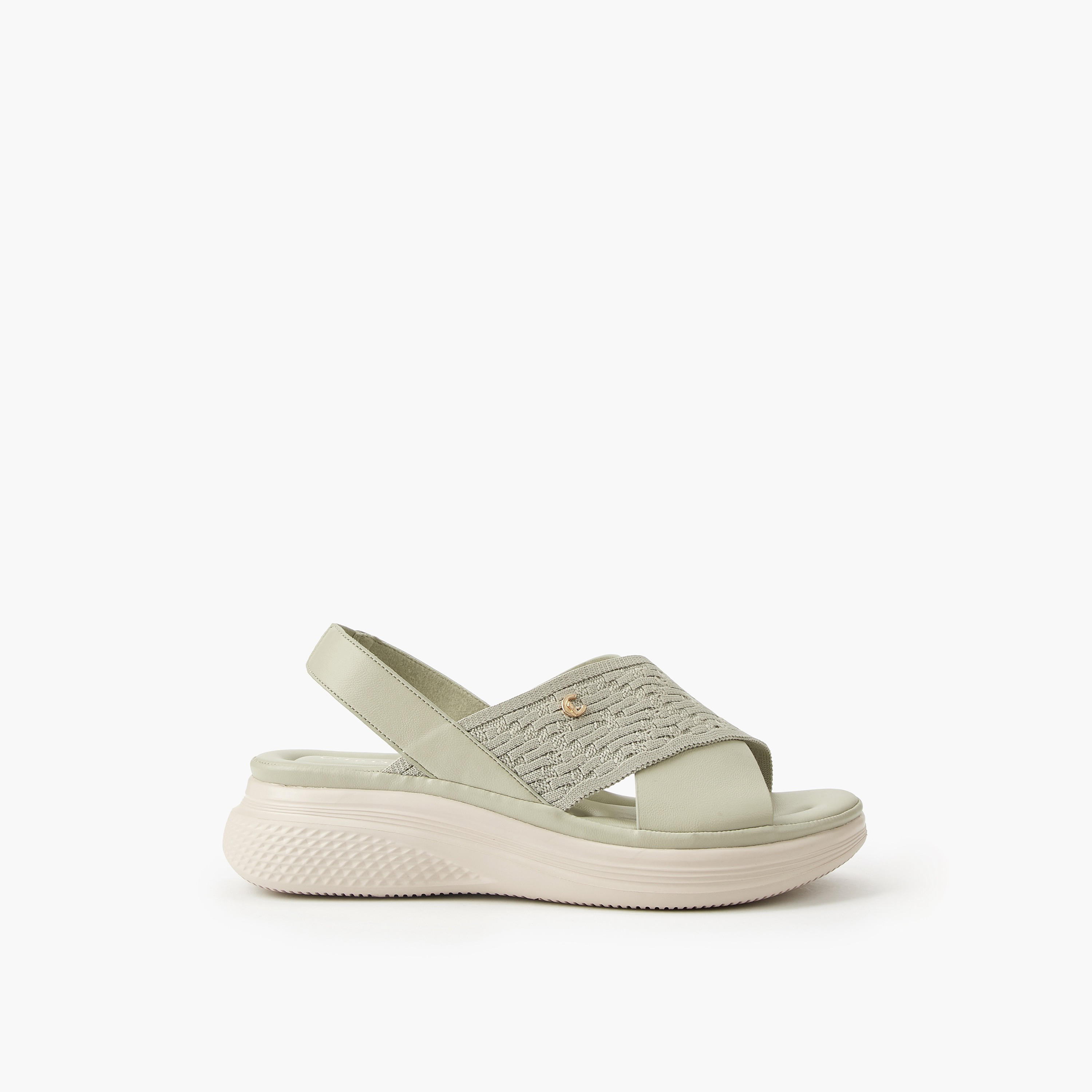 Le Confort Women Knit Textured Cross Strap Sandals-women-shoes-sandals-heeled-image-2