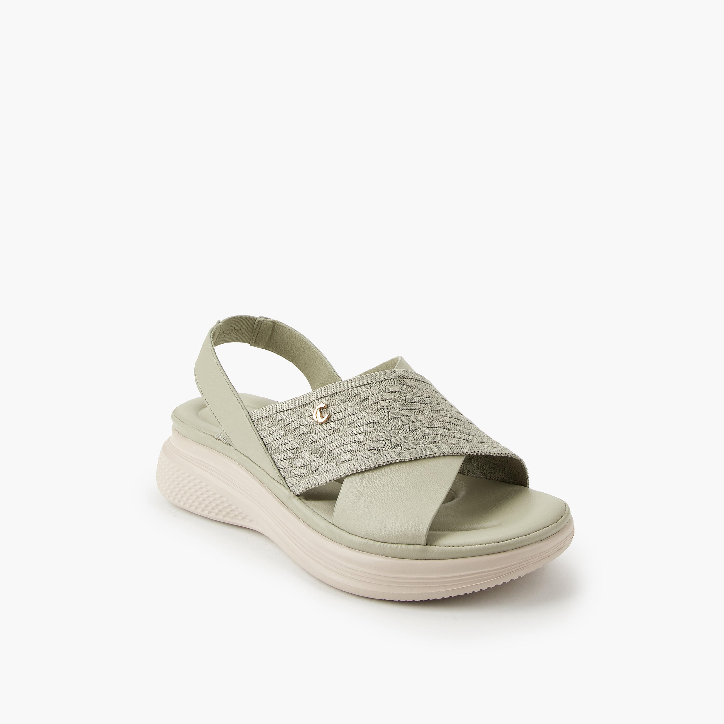Le Confort Women Knit Textured Cross Strap Sandals-women-shoes-sandals-heeled-image-3