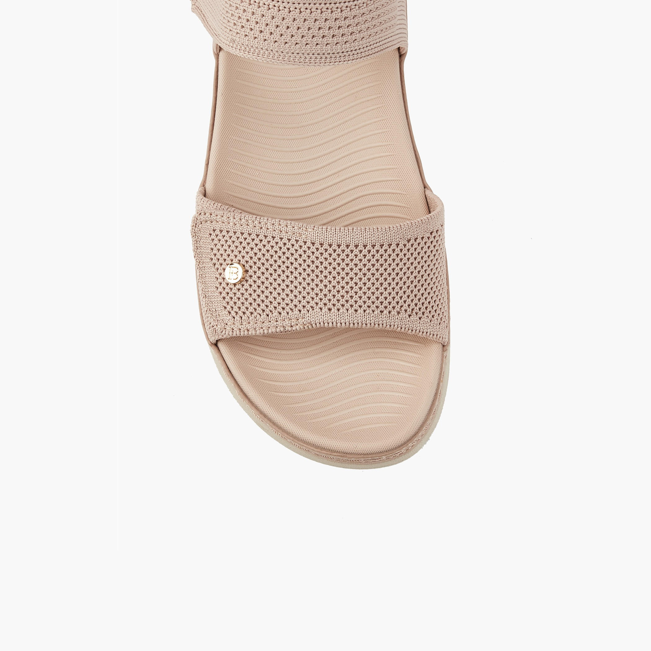 Flora Bella Textured Open Toe Sandals with Hook and Loop Closure-women-shoes-flats-sandals-image-4