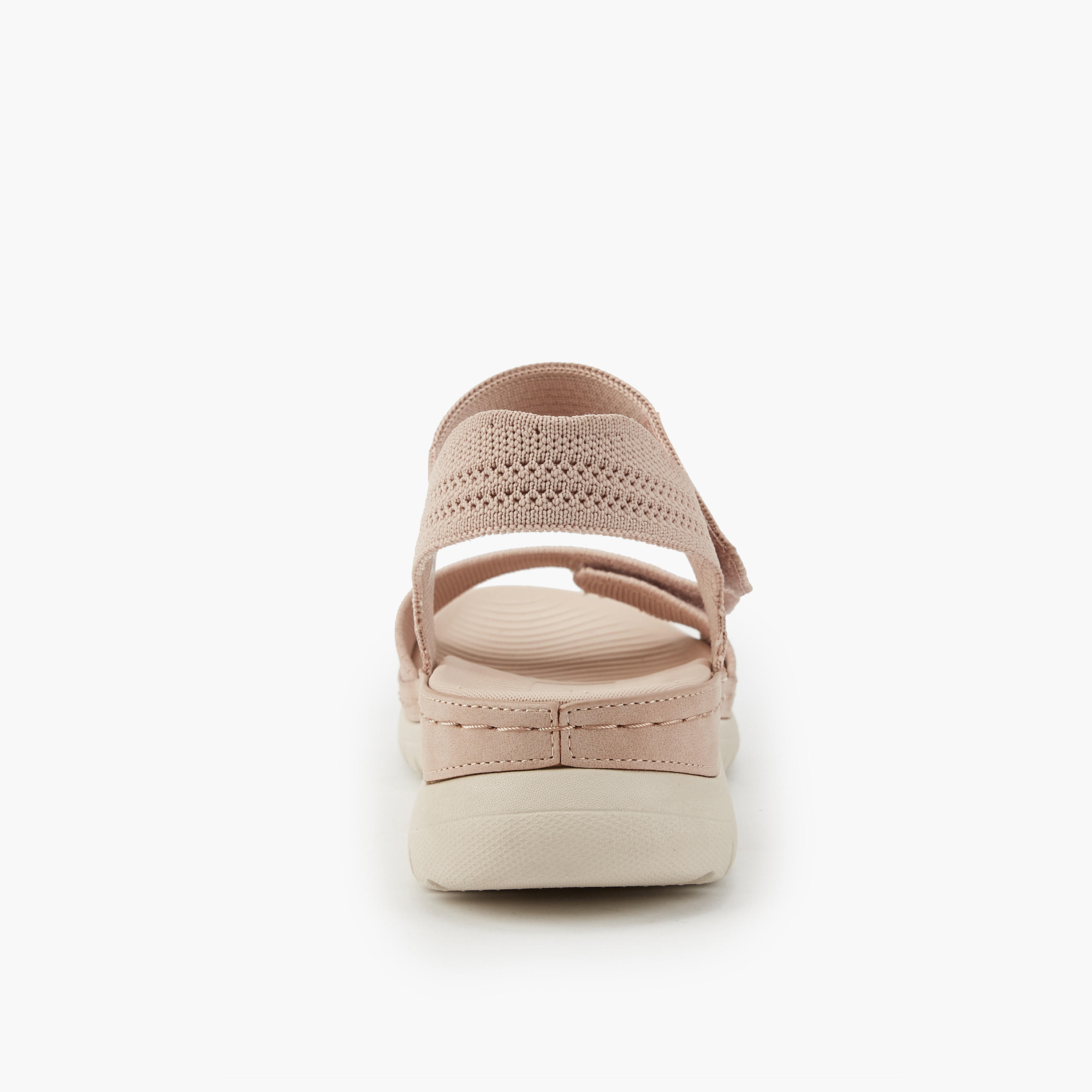 Flora Bella Textured Open Toe Sandals with Hook and Loop Closure-women-shoes-flats-sandals-image-5