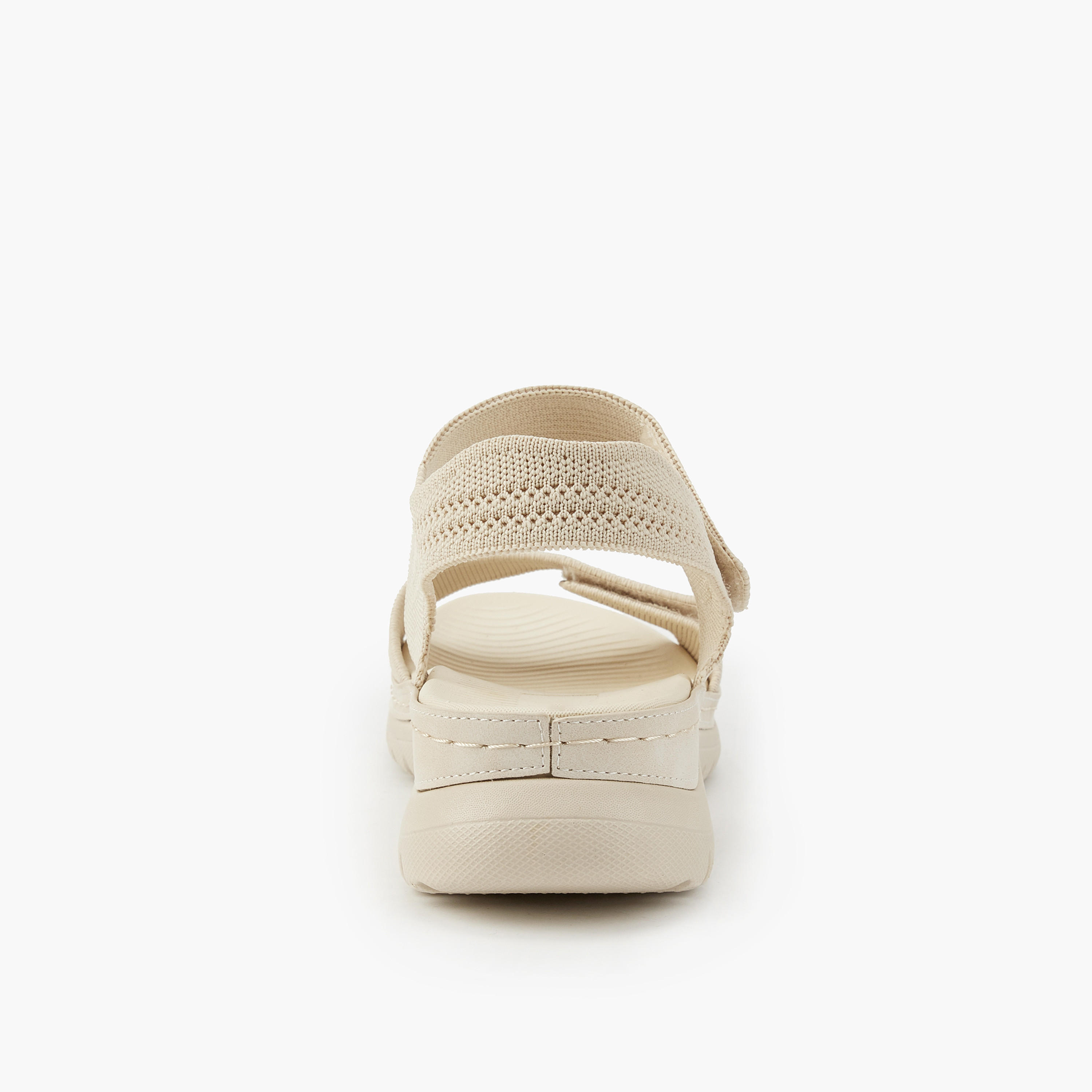 Flora Bella Textured Open Toe Sandals with Hook and Loop Closure-women-shoes-flats-sandals-image-5
