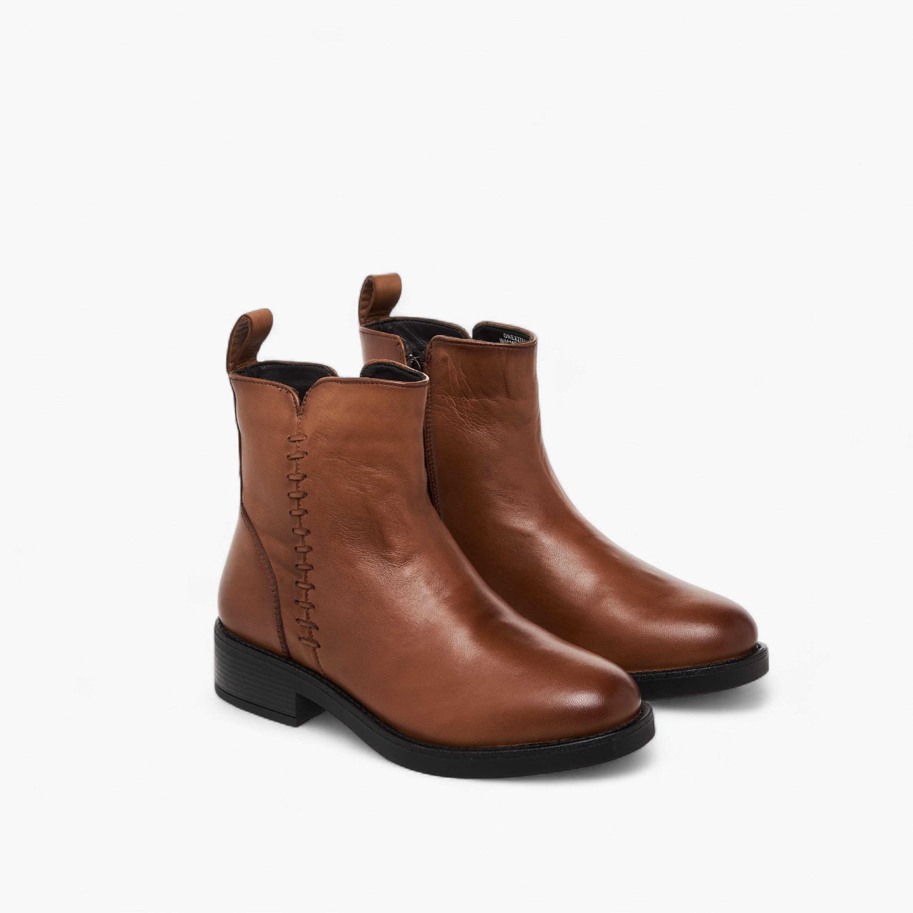 Paprika Women Leather Ankle Boots with Block Heel-women-shoes-boots-image-1