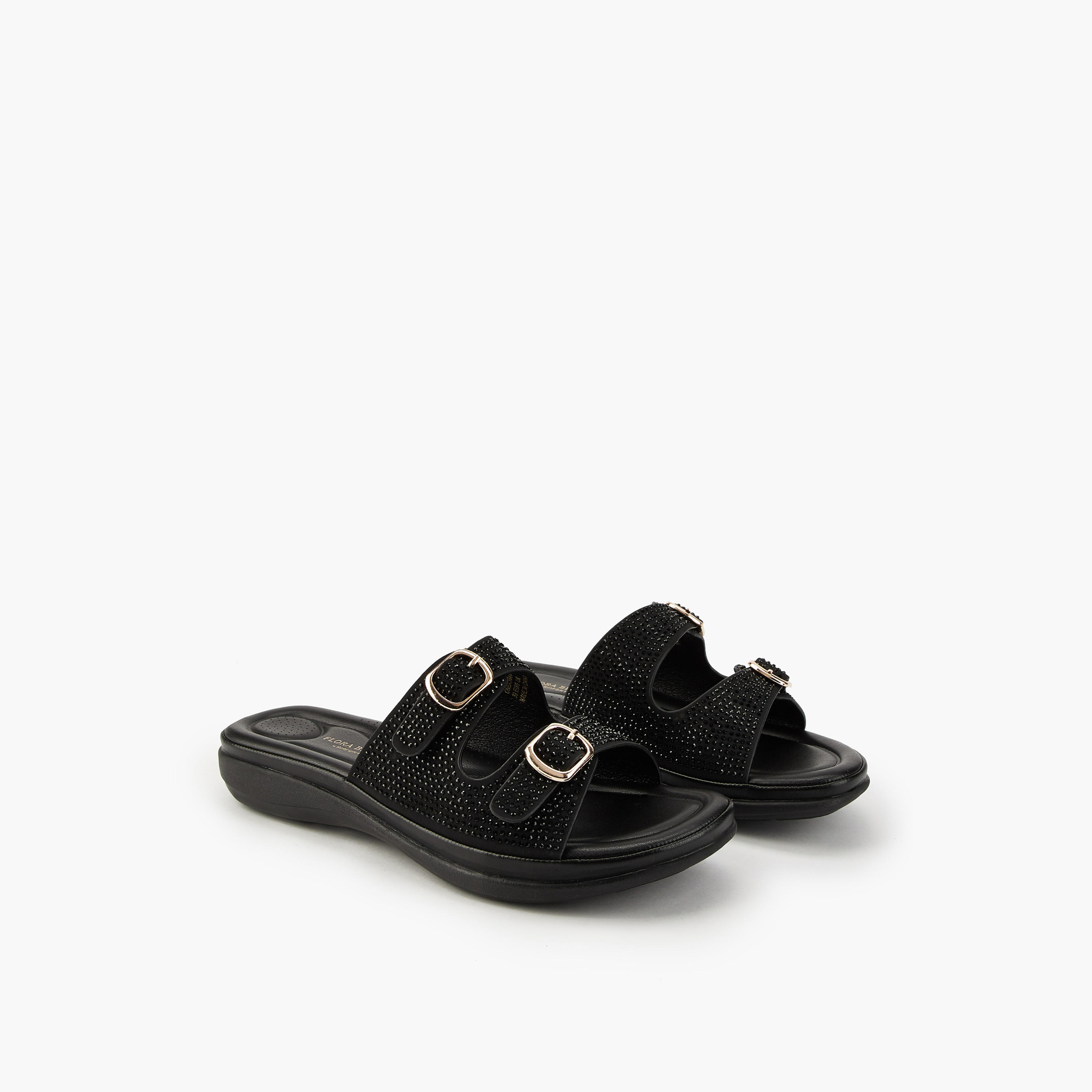 Flora Bella Embellished Buckle Detail Slip-On Sandals-women-shoes-flats-sandals-image-1