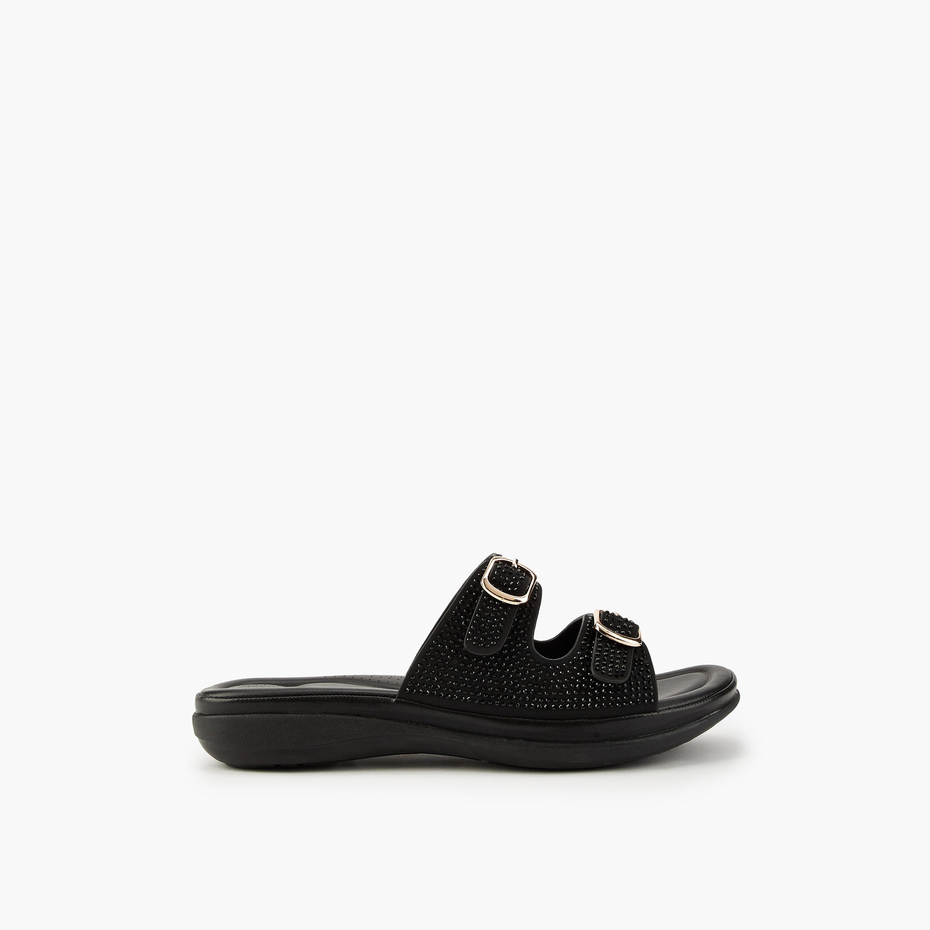 Flora Bella Embellished Buckle Detail Slip-On Sandals-women-shoes-flats-sandals-image-2