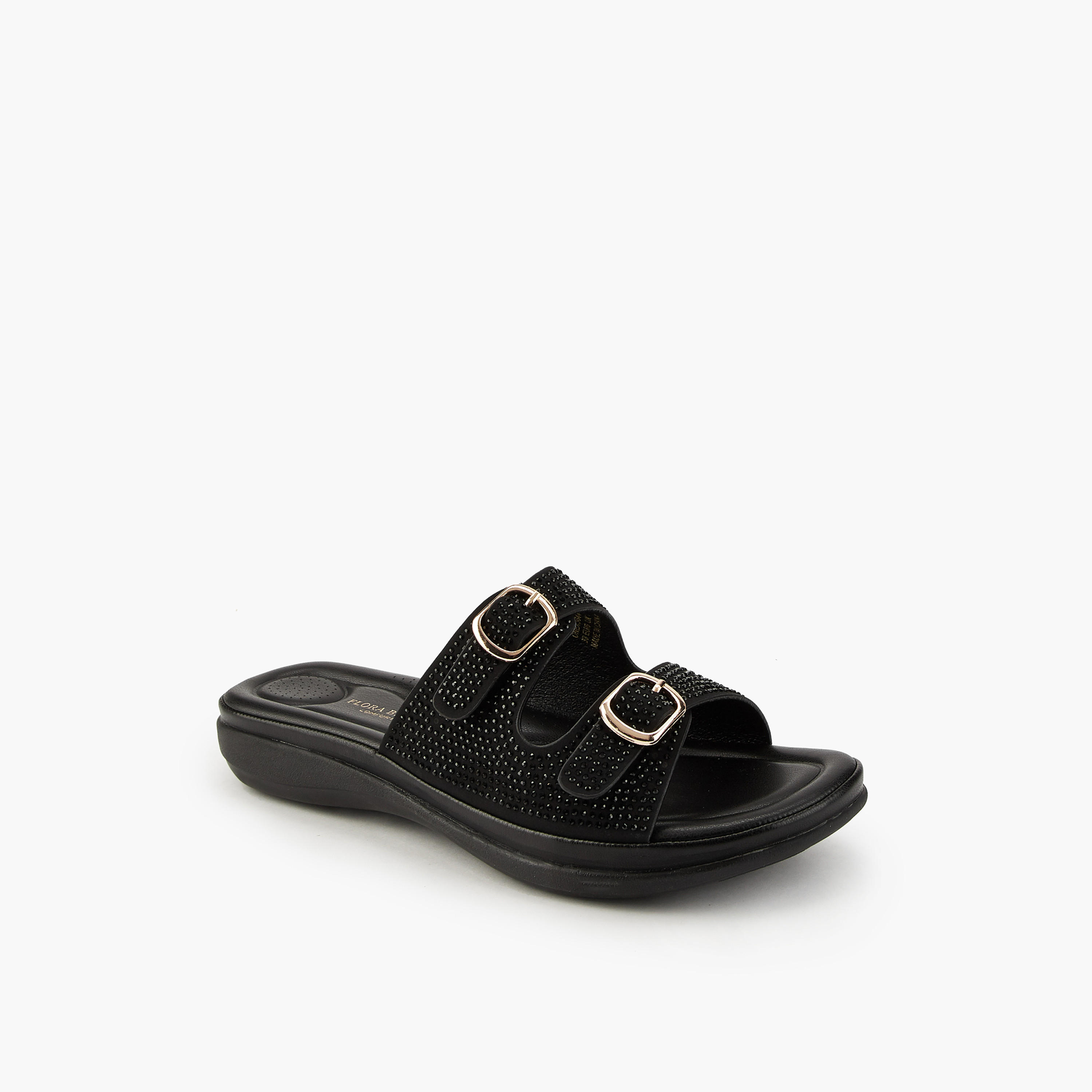 Flora Bella Embellished Buckle Detail Slip-On Sandals-women-shoes-flats-sandals-image-3