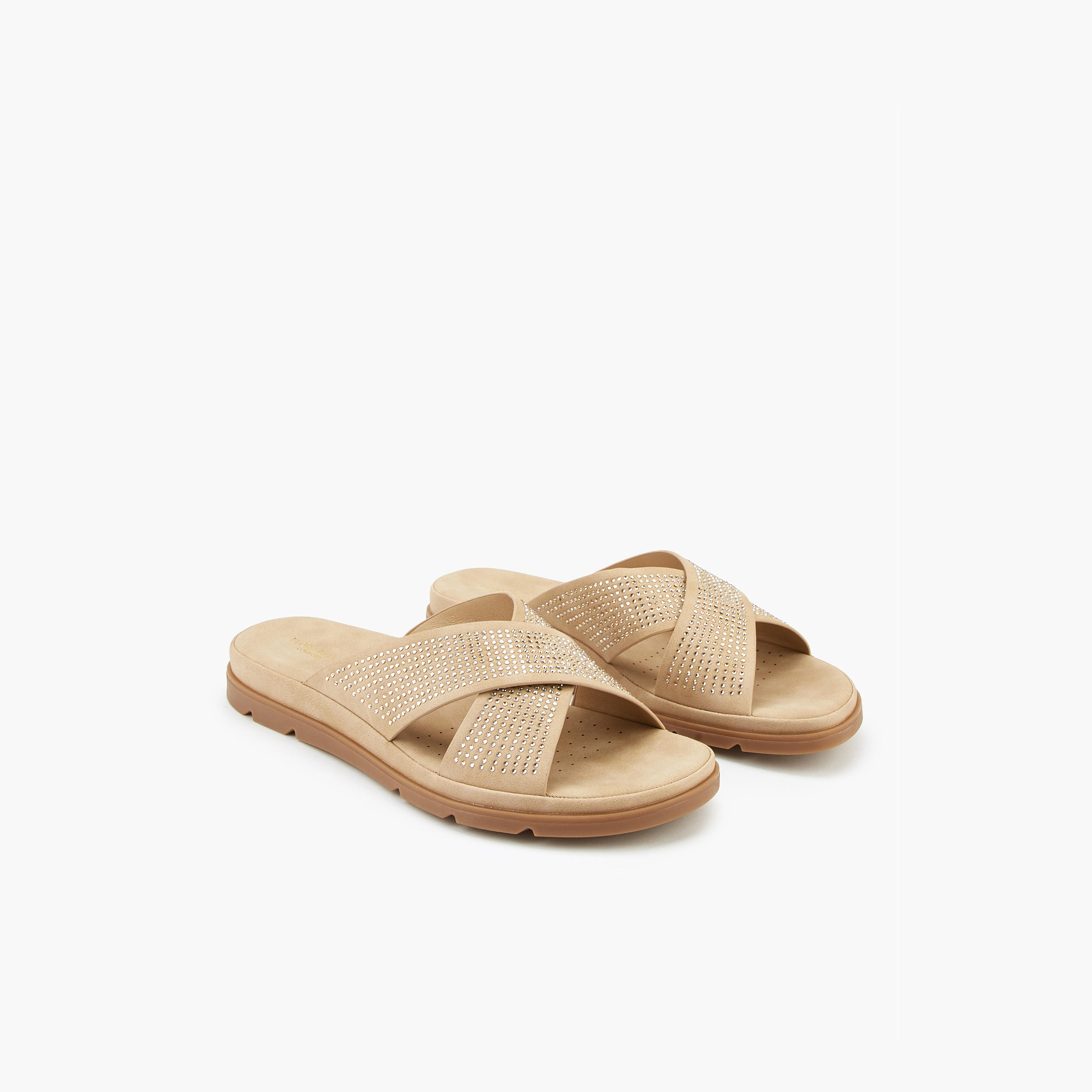 Flora Bella Embellished Slip-On Cross Strap Sandals-women-shoes-flats-sandals-image-1