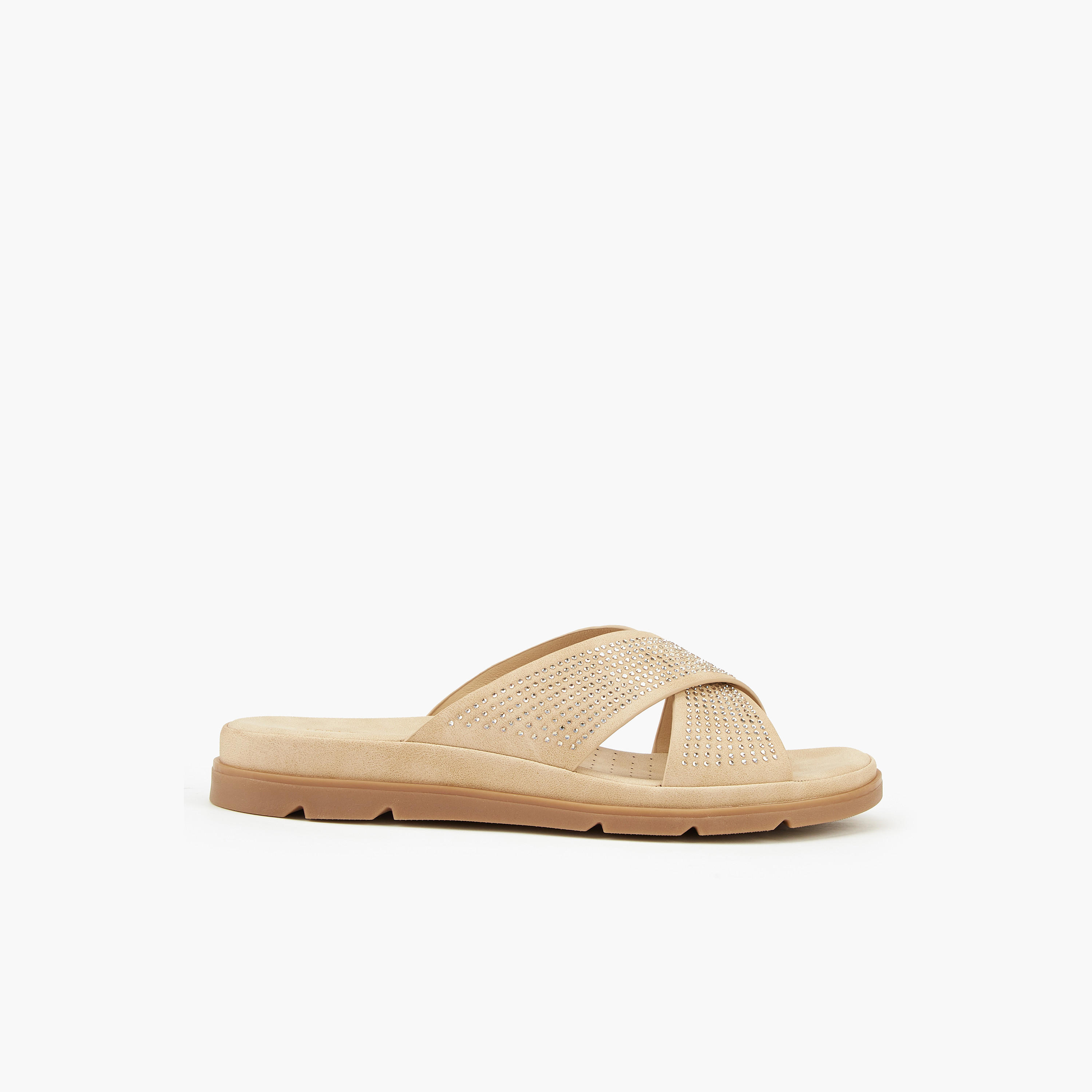 Flora Bella Embellished Slip-On Cross Strap Sandals-women-shoes-flats-sandals-image-2