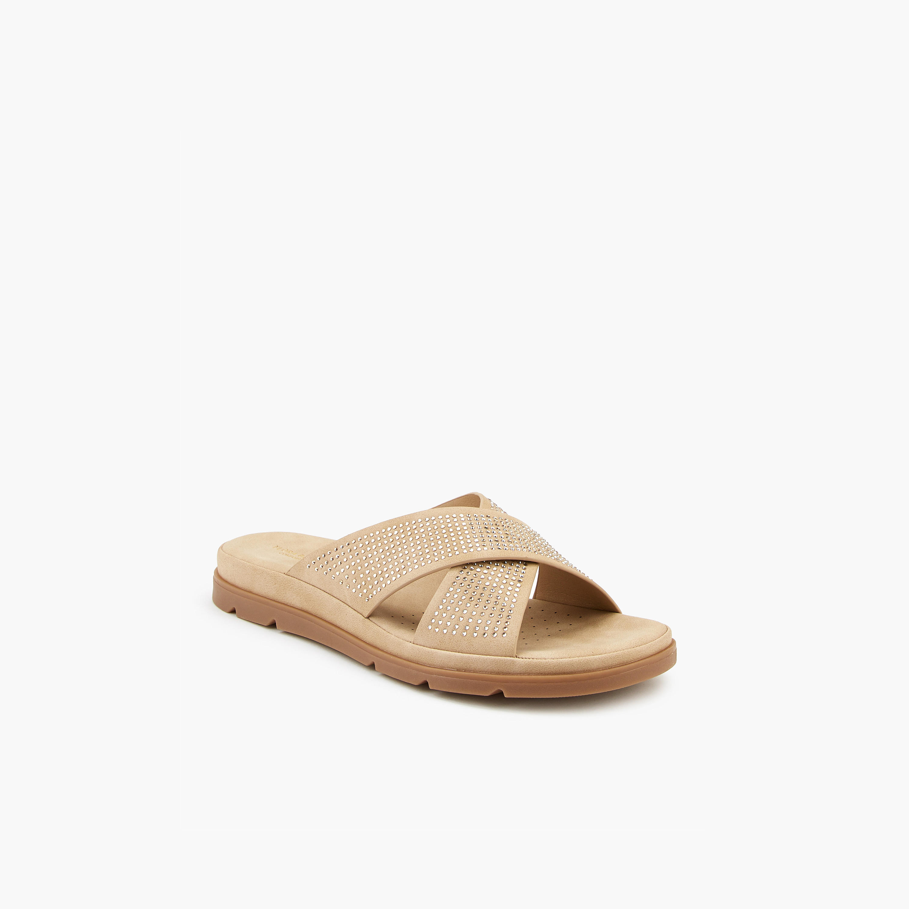 Flora Bella Embellished Slip-On Cross Strap Sandals-women-shoes-flats-sandals-image-3