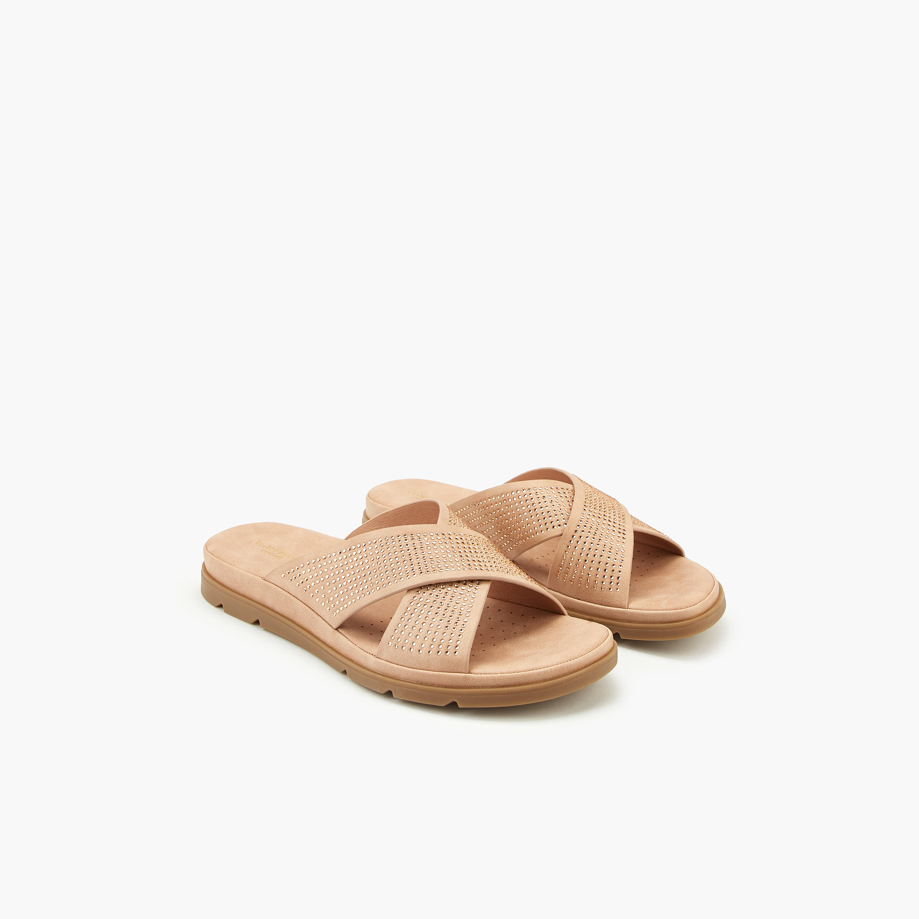 Flora Bella Embellished Slip-On Cross Strap Sandals-women-shoes-flats-sandals-image-1