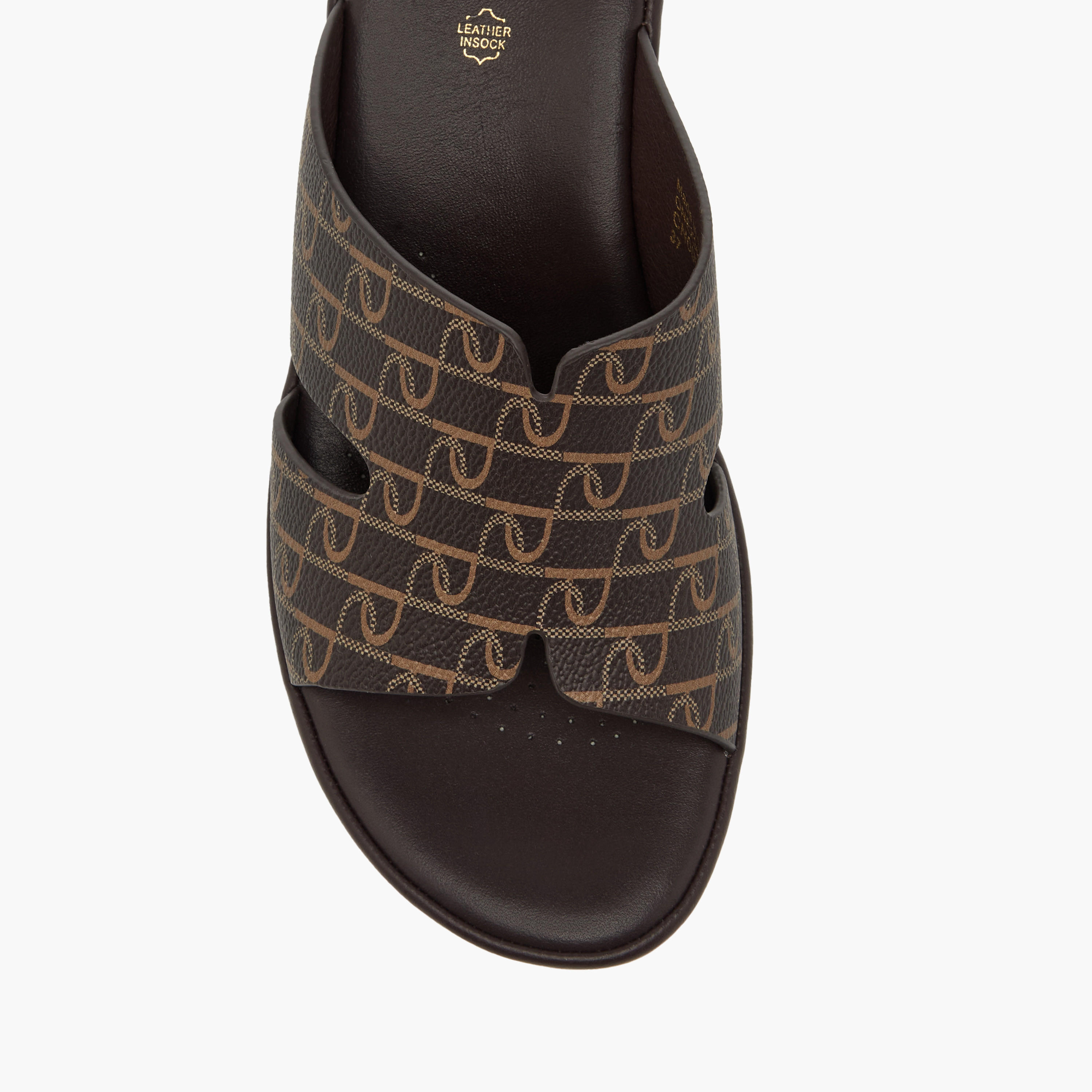 Paprika Monogram Print Slip-On Block Heel Comfort Sandals-women-shoes-sandals-heeled-image-4
