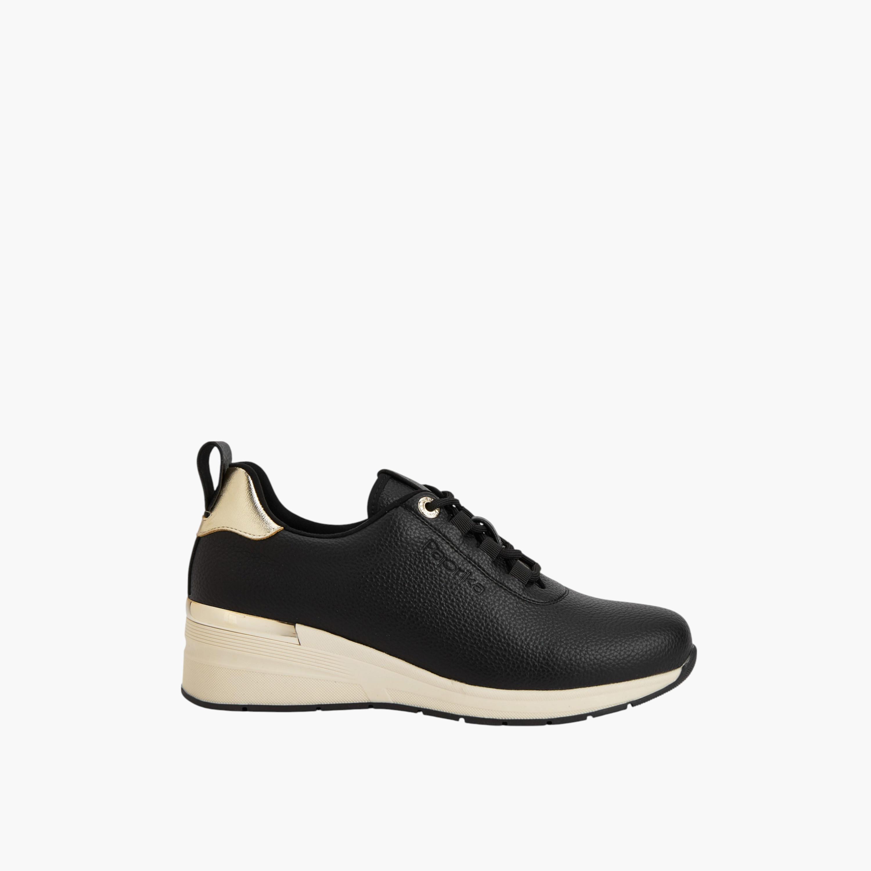 Paprika Textured Lace-Up Sneakers with Wedge Heels-women-shoes-sneakers-image-3