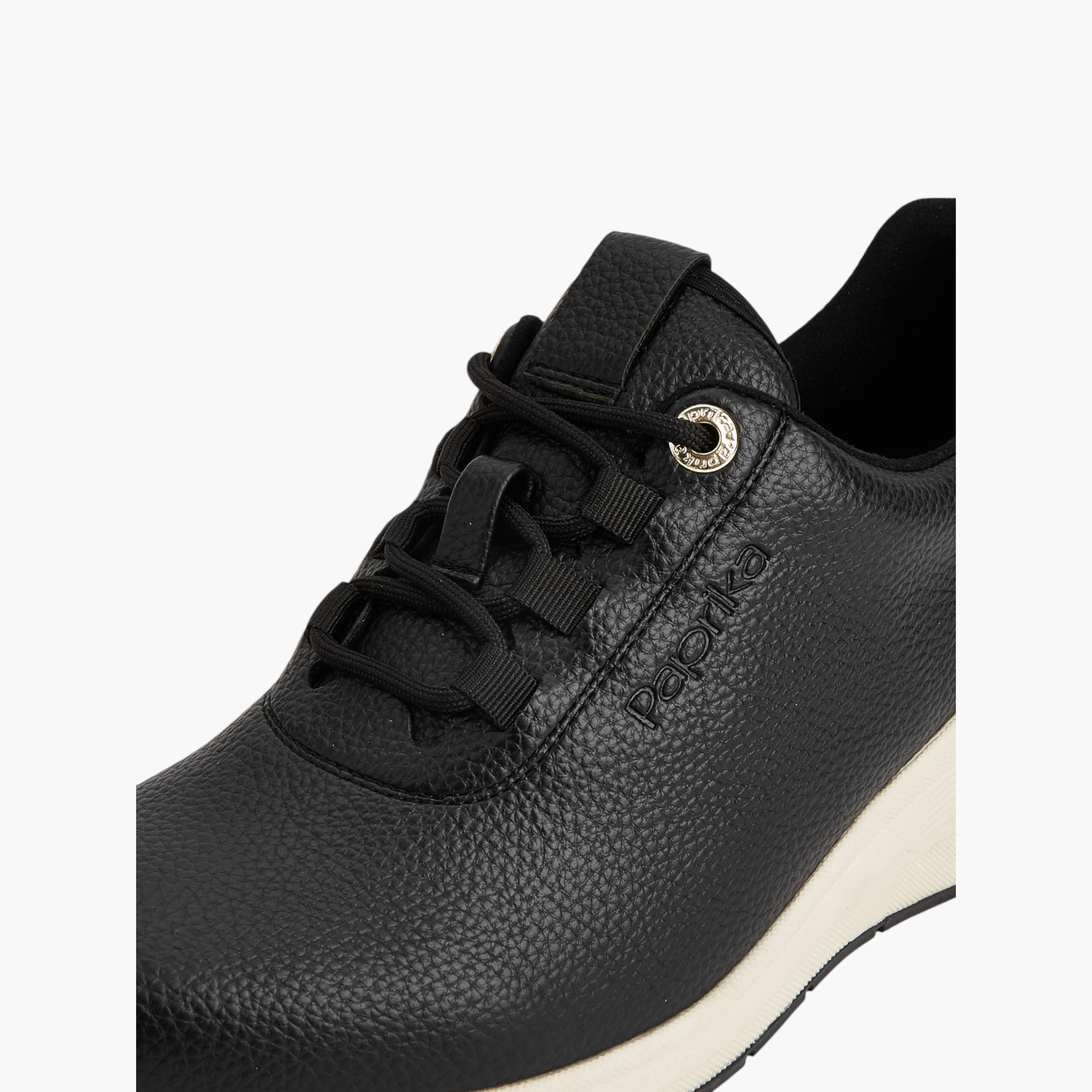 Paprika Textured Lace-Up Sneakers with Wedge Heels-women-shoes-sneakers-image-4