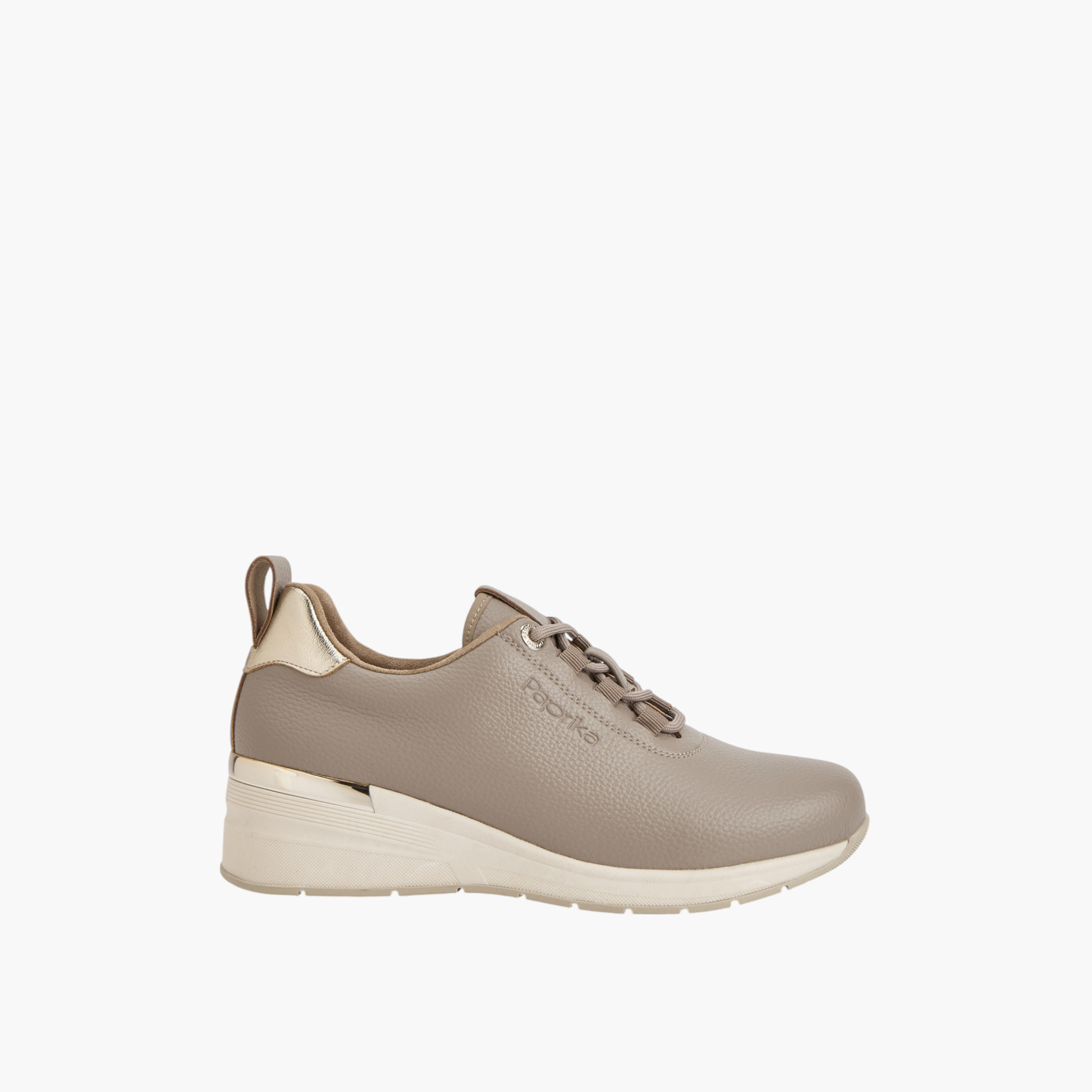 Paprika Textured Lace-Up Sneakers with Wedge Heels-women-shoes-sneakers-image-3
