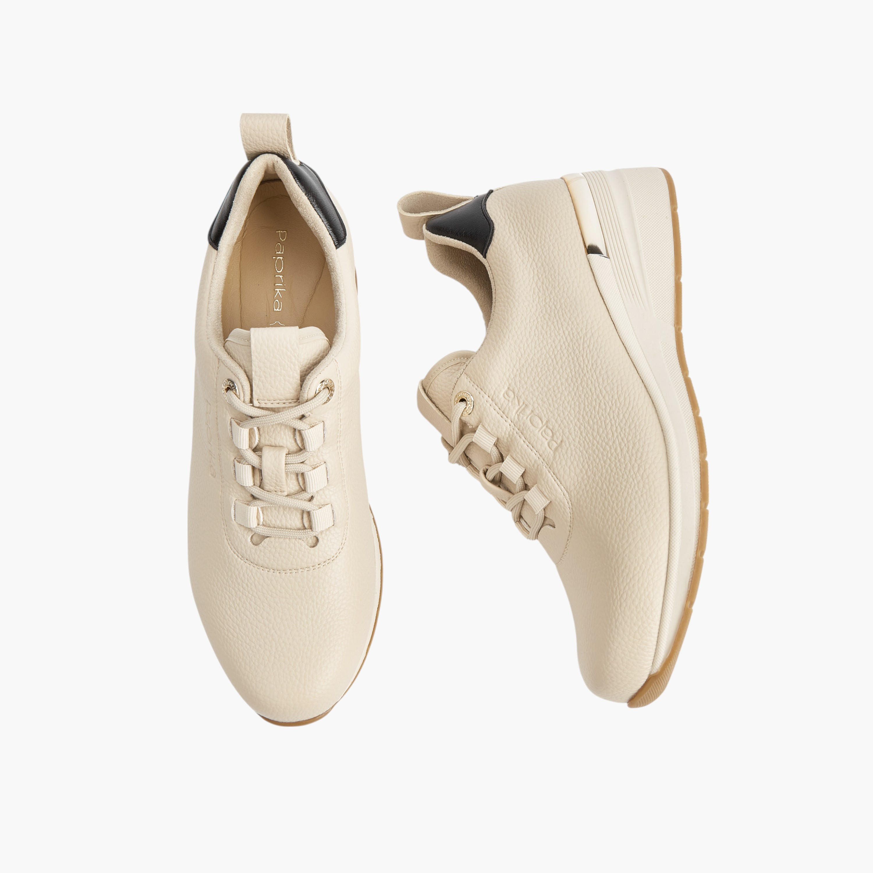 Paprika Textured Lace-Up Sneakers with Wedge Heels-women-shoes-sneakers-image-1